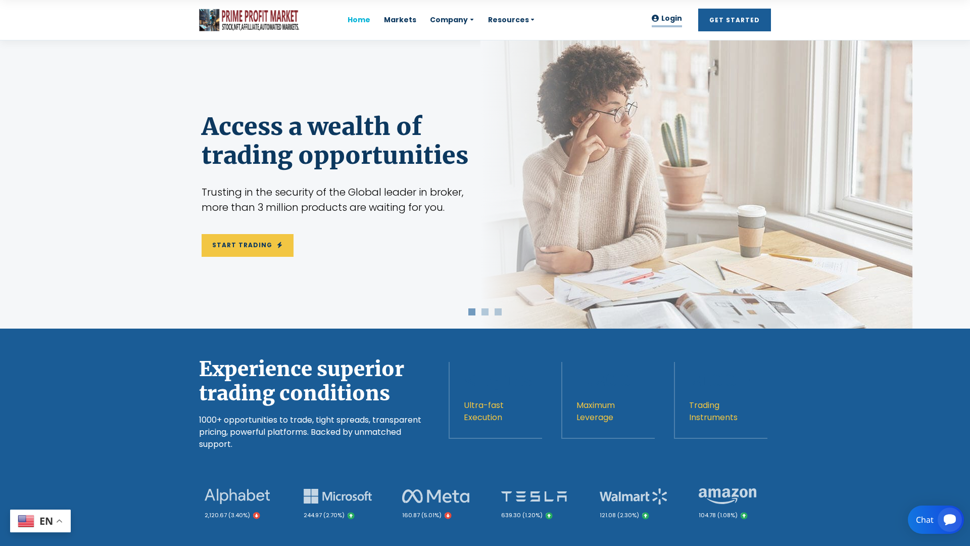 Screenshot of primeprofitmrket.com
