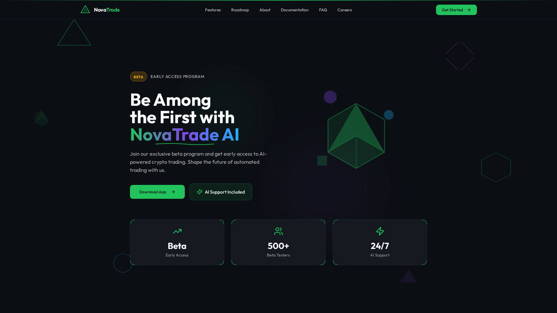 Screenshot of novatradeai.xyz