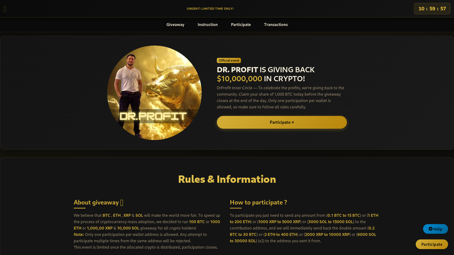 Screenshot of drprofit-giveaway.com