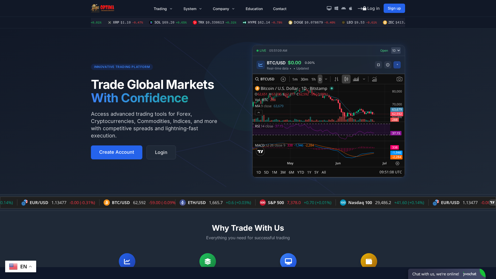 Screenshot of optimatradesco.com