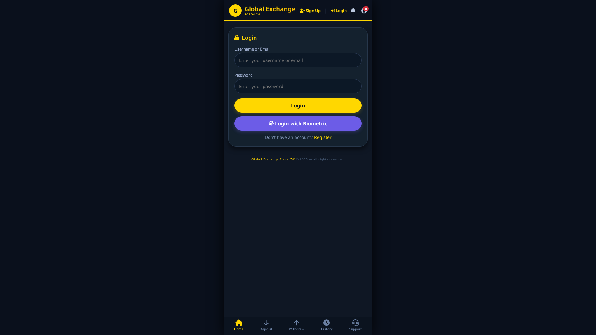 Screenshot of global-exchange.online