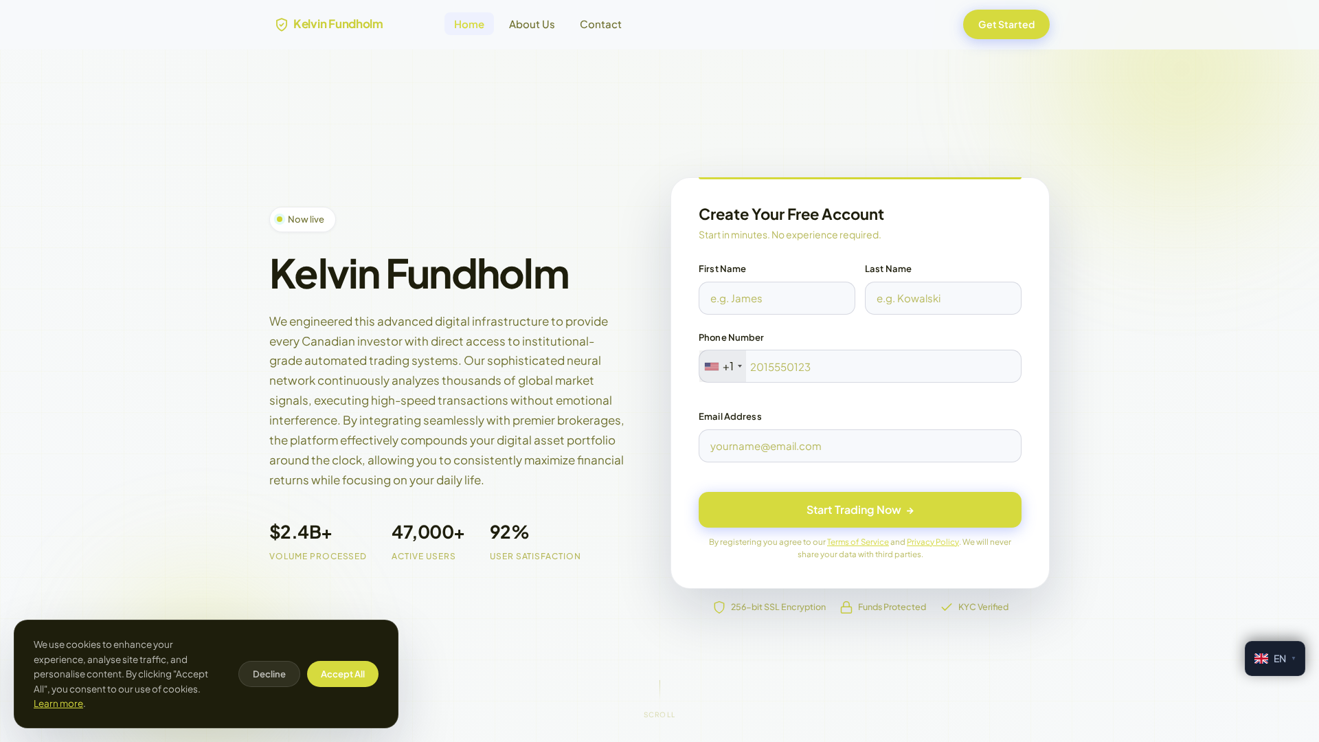 Screenshot of kelvinfundholm.org