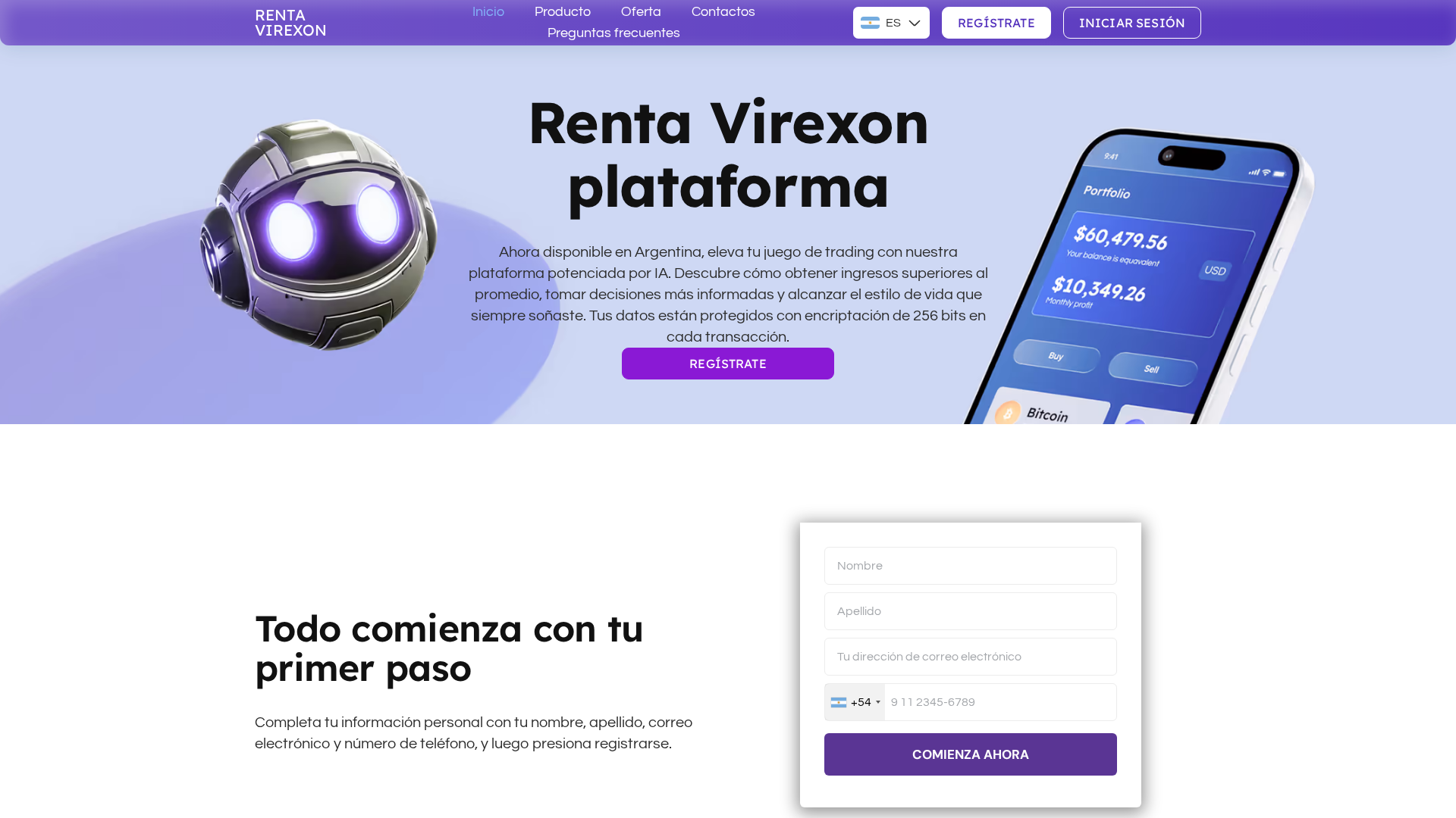 Screenshot of renta-virexon.com