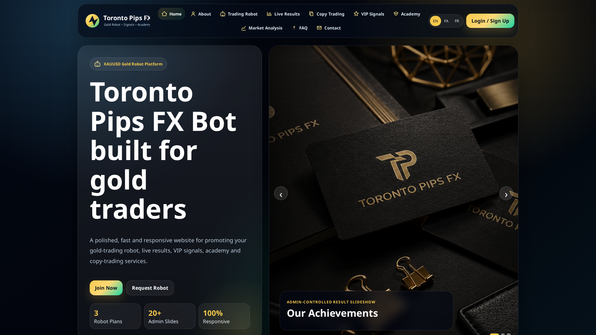 Screenshot of torontopipsfx.ca