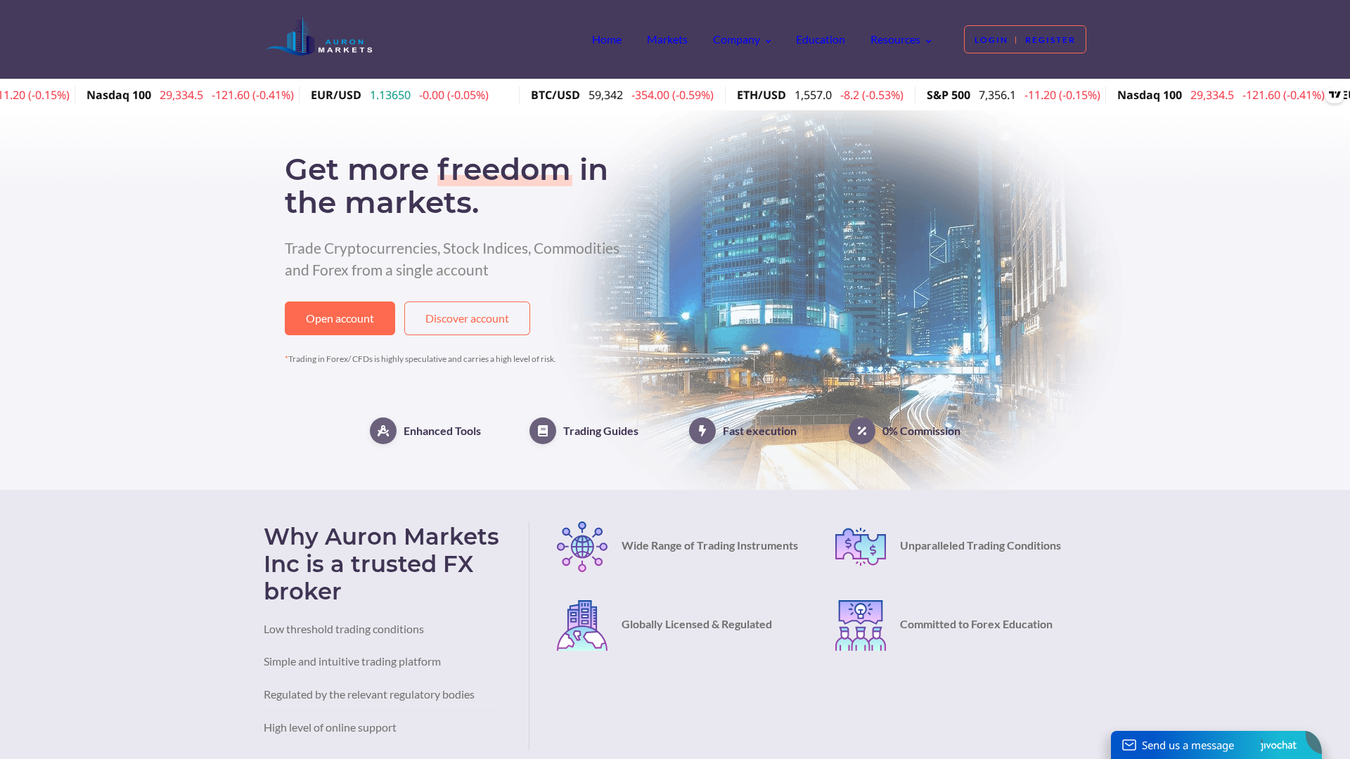 Screenshot of auronmarkets.com