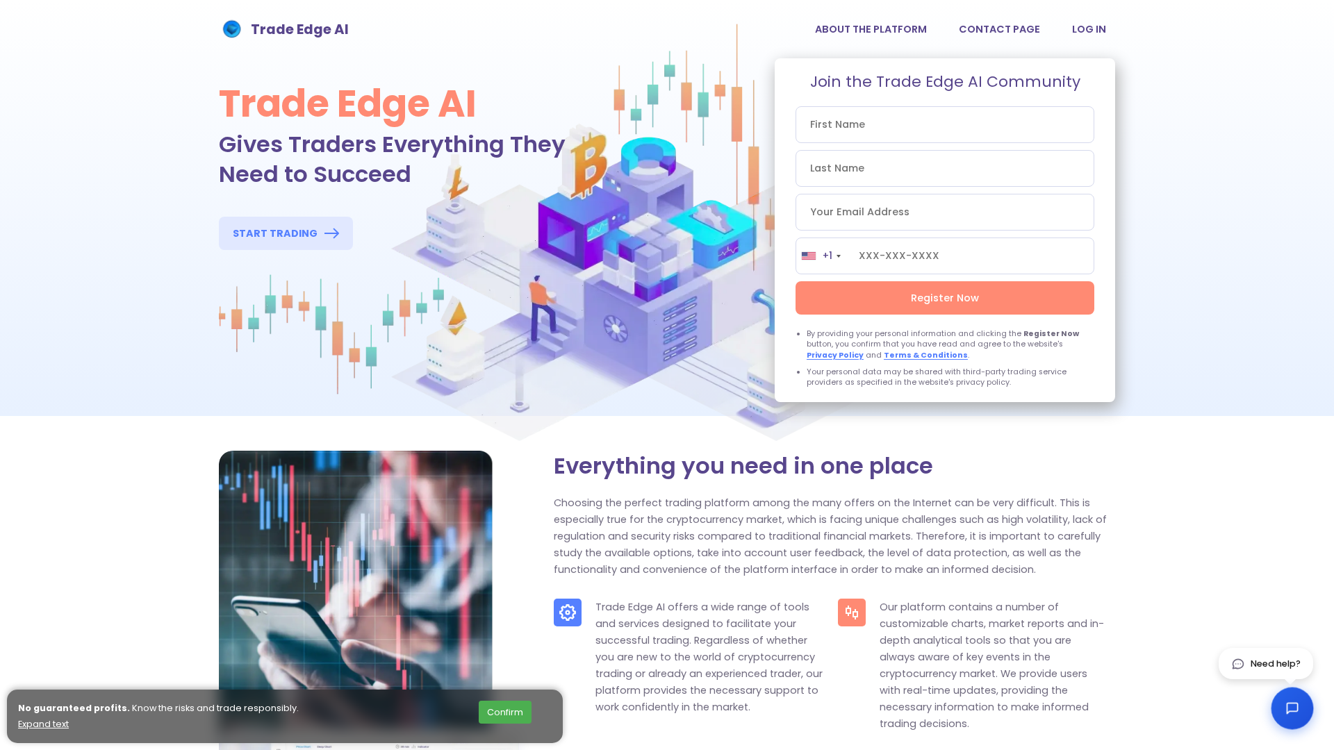Screenshot of tradeedgeaibot.com