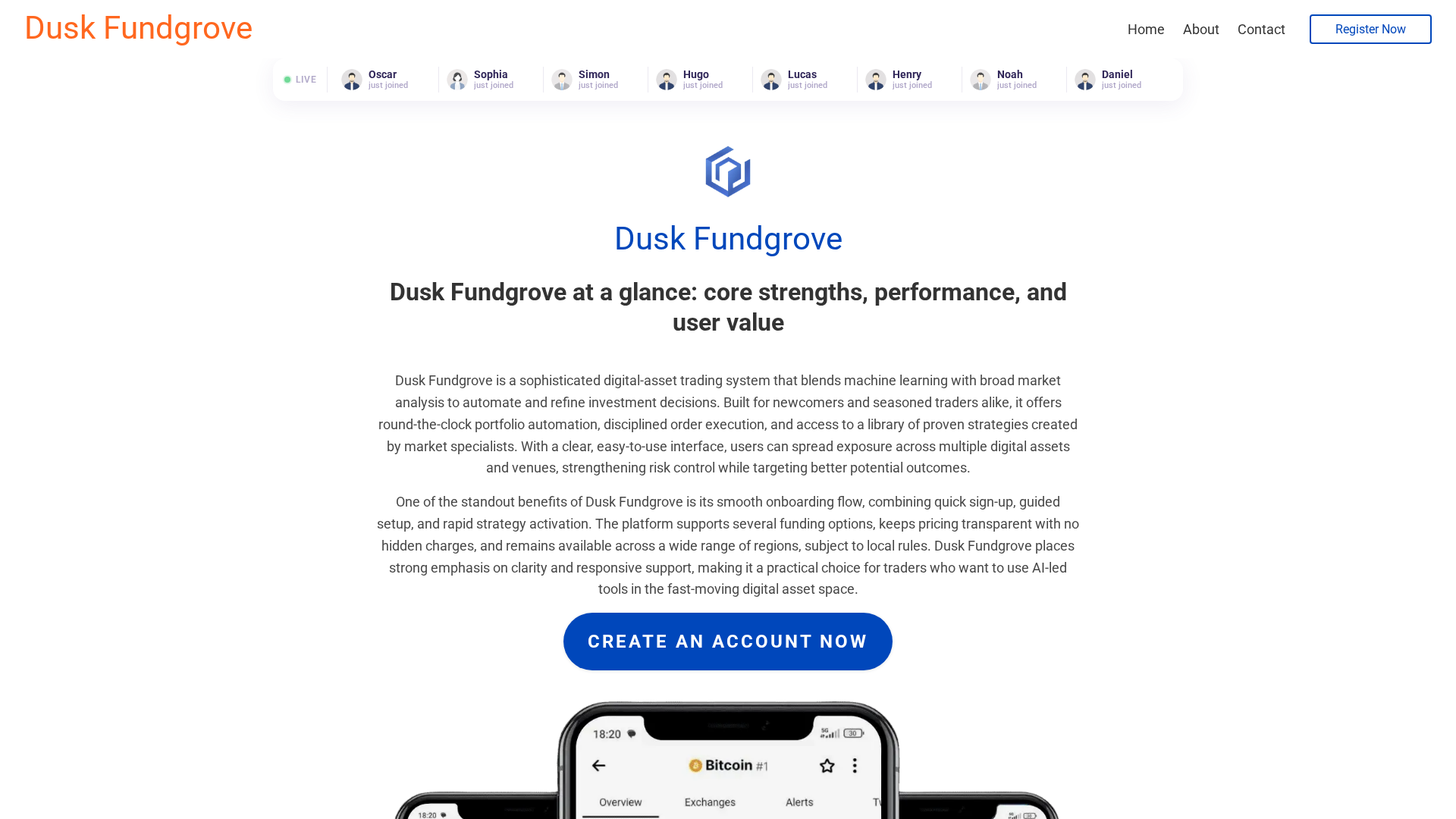 Screenshot of duskfundgrove-ai.com