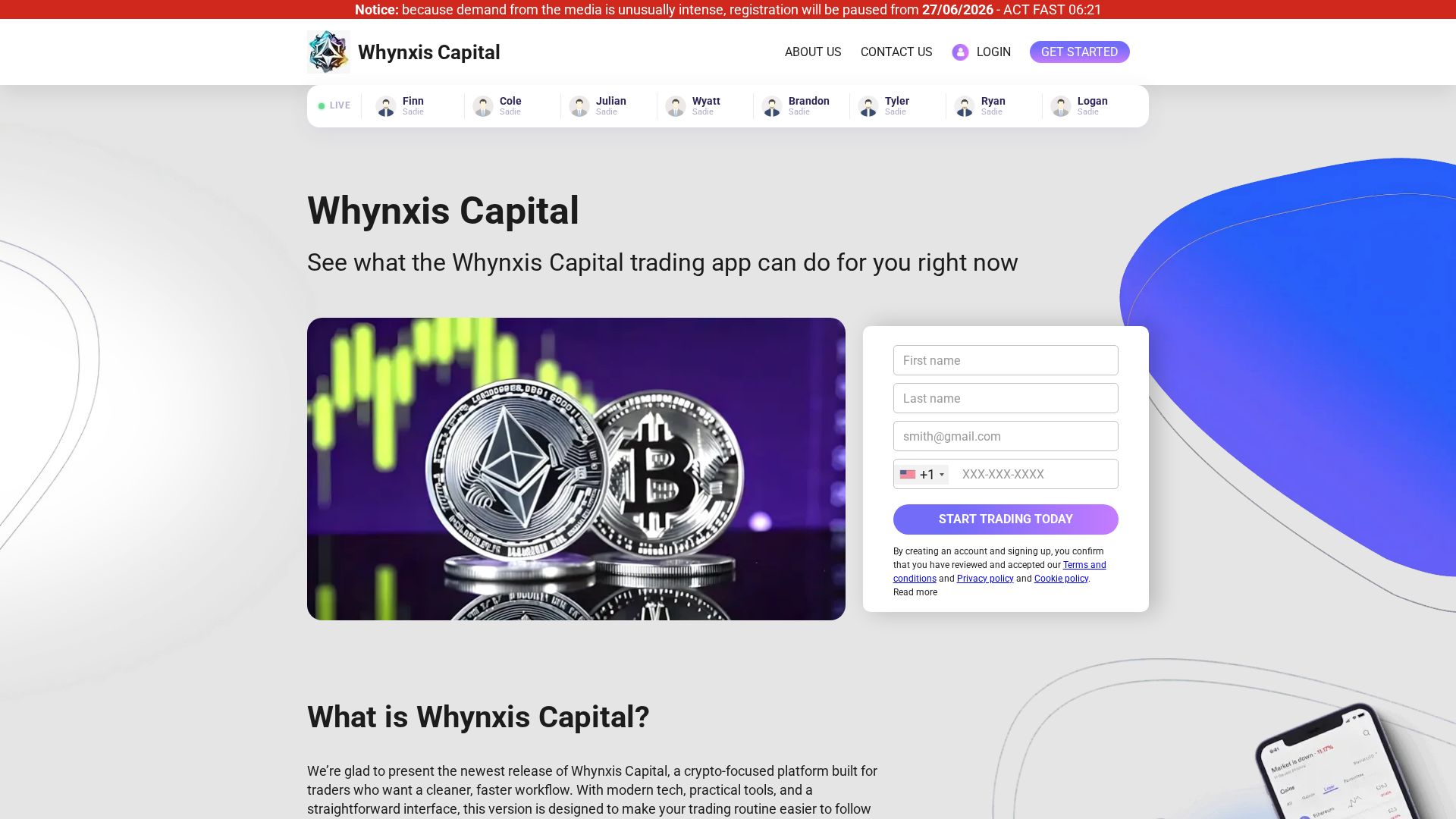 Screenshot of whynxiscapitalai.com