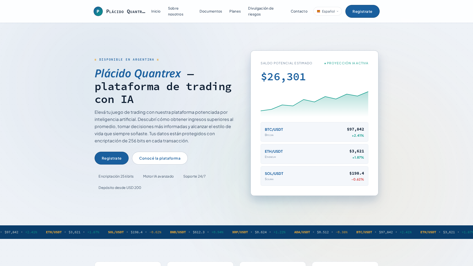 Screenshot of placido-quantrex.com