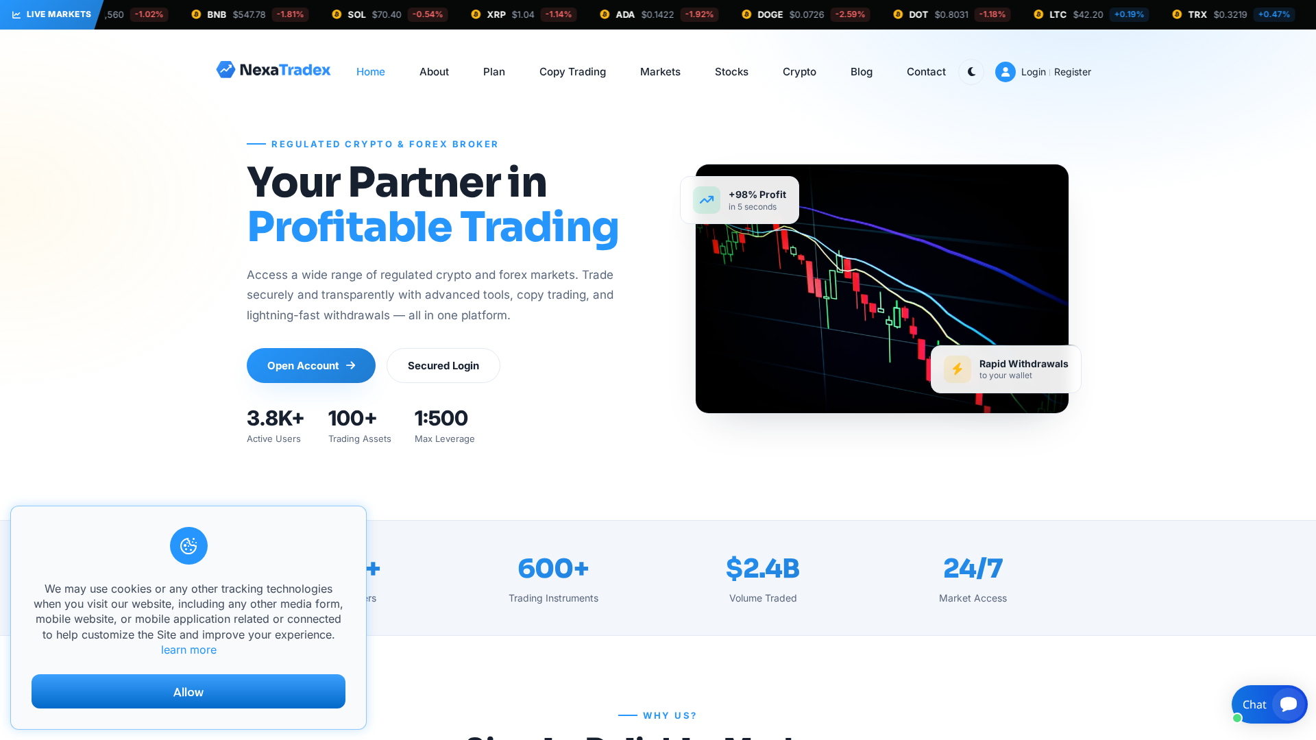 Screenshot of nexatradex.com