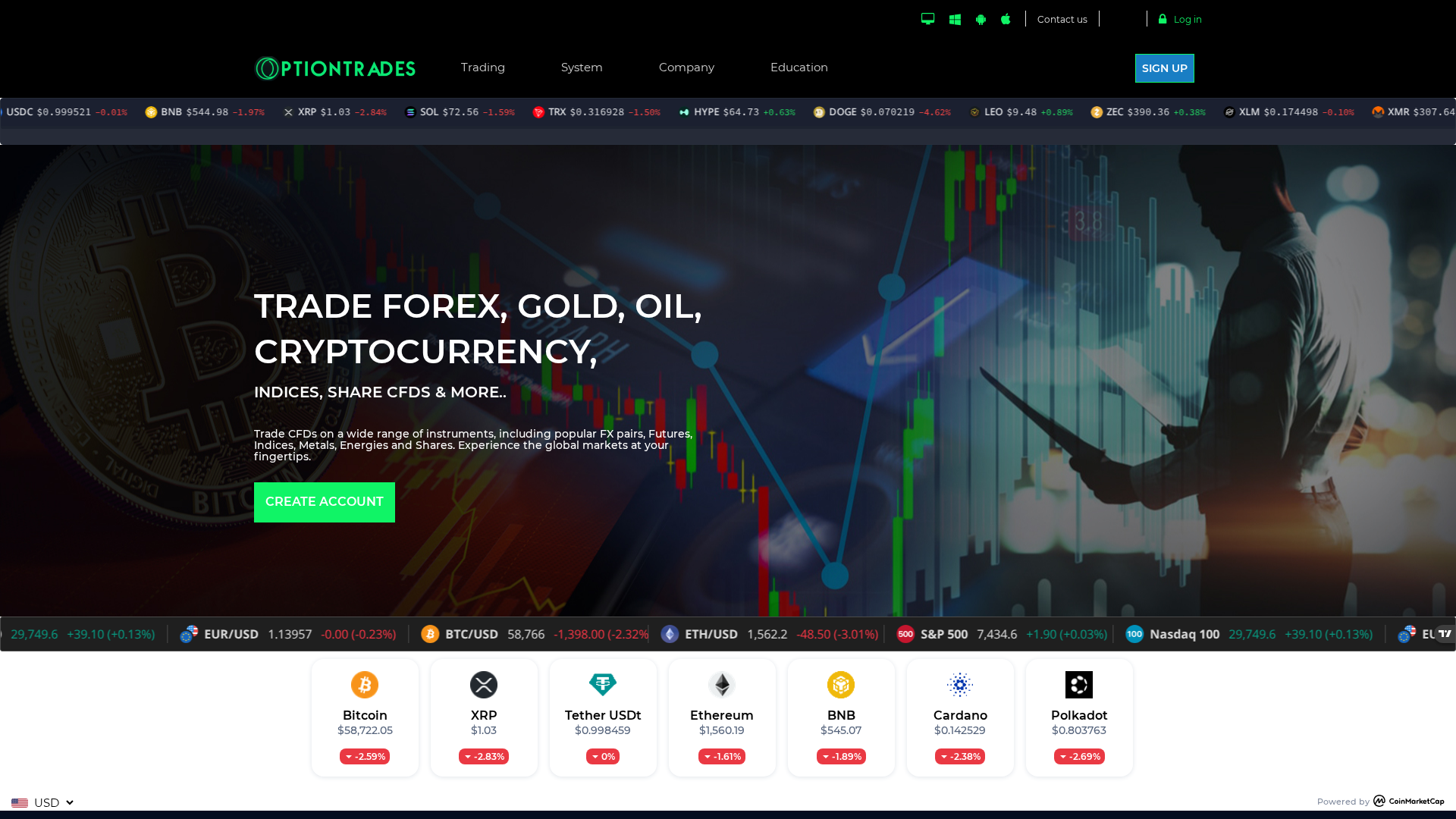Screenshot of optiontrade.vip