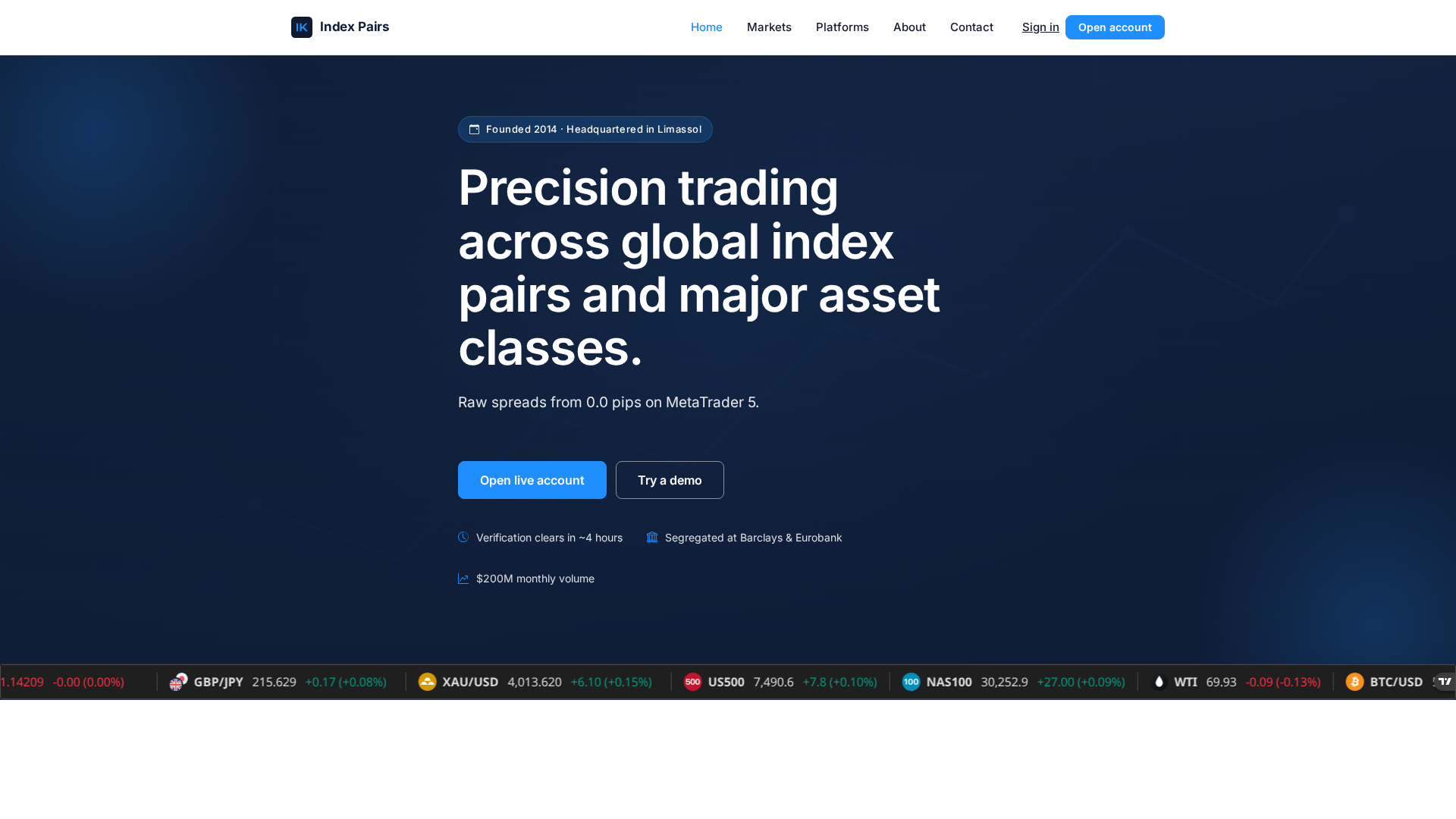 Screenshot of indexpairs.io