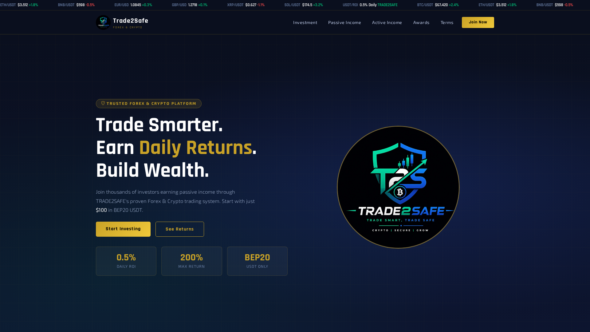 Screenshot of trade2safe.com