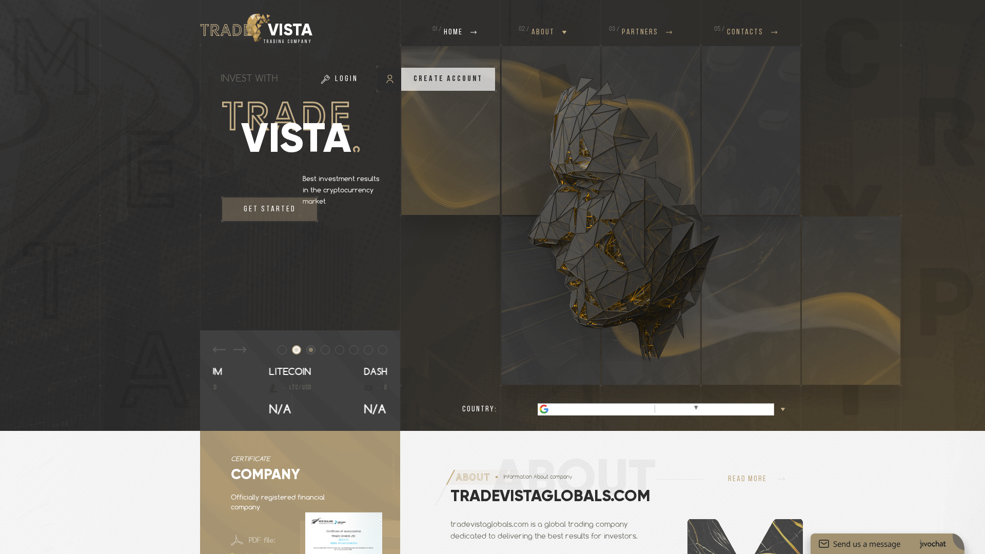 Screenshot of tradevistaglobals.com