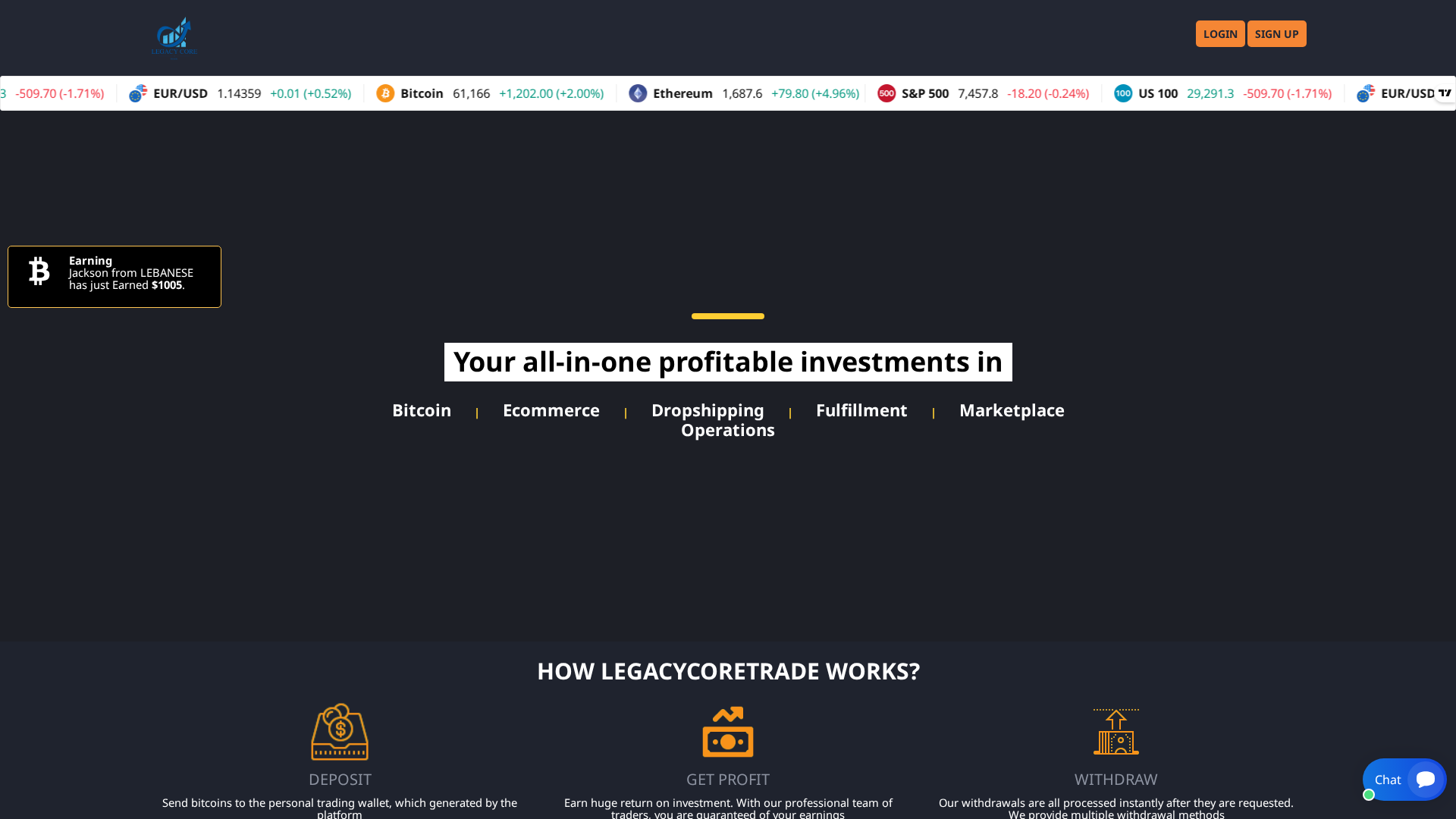 Screenshot of legacycoretrade.top