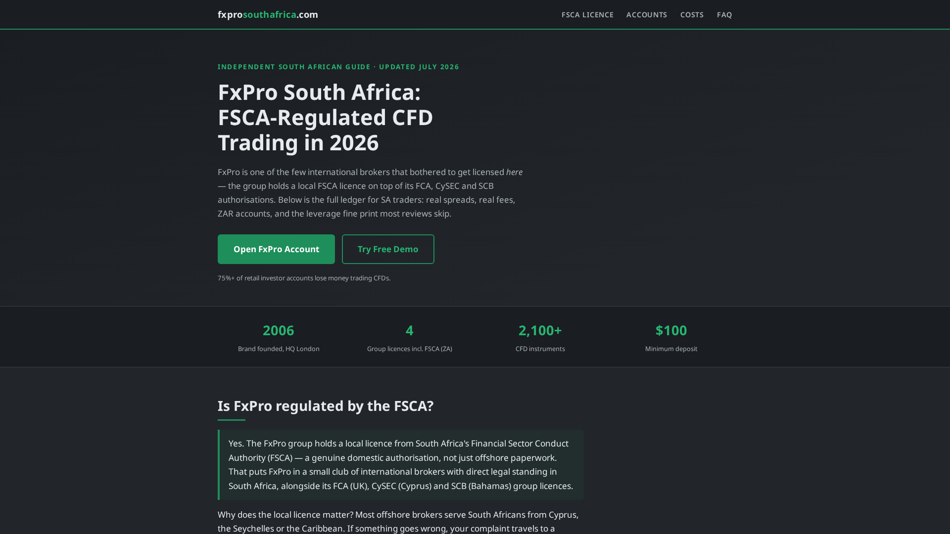 Screenshot of fxprosouthafrica.com
