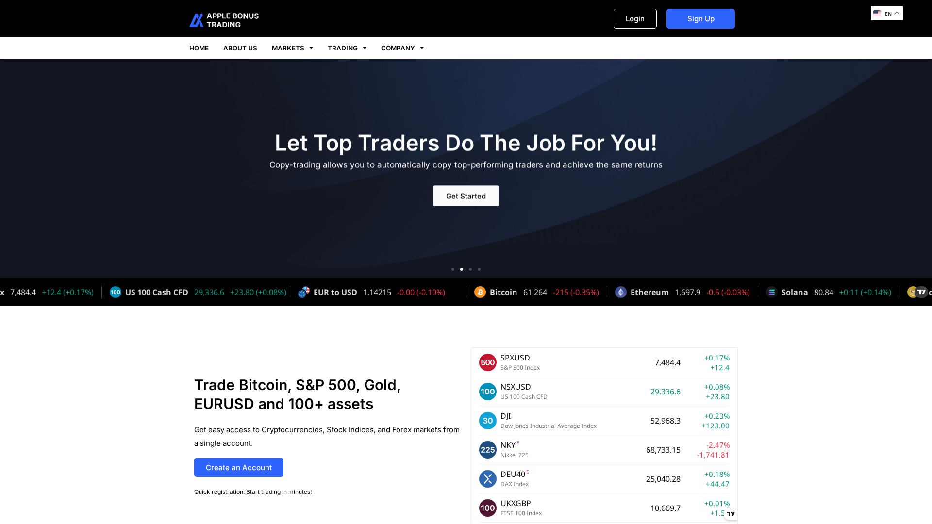 Screenshot of applebonustrading.com