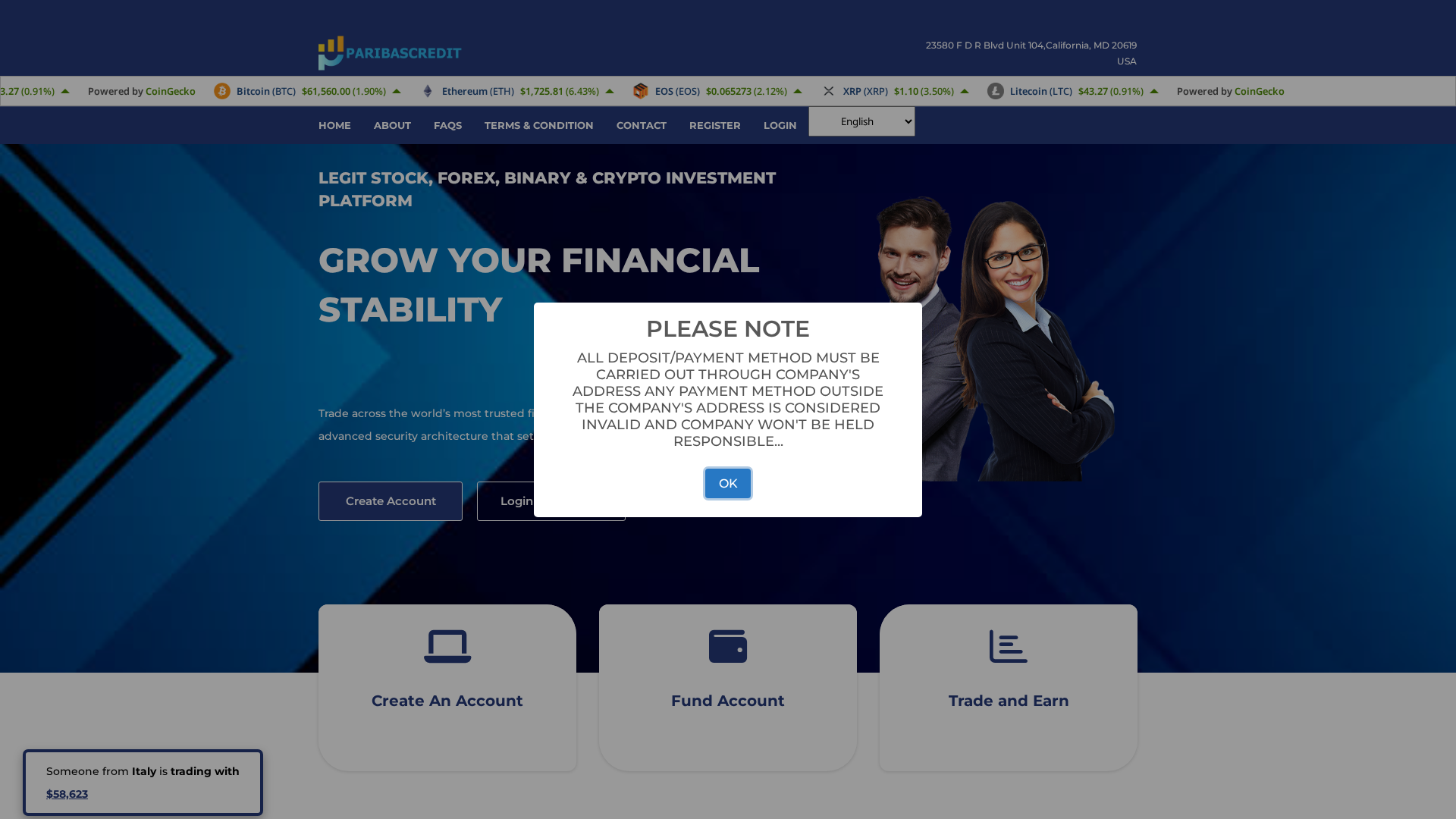 Screenshot of paribascredit.pro