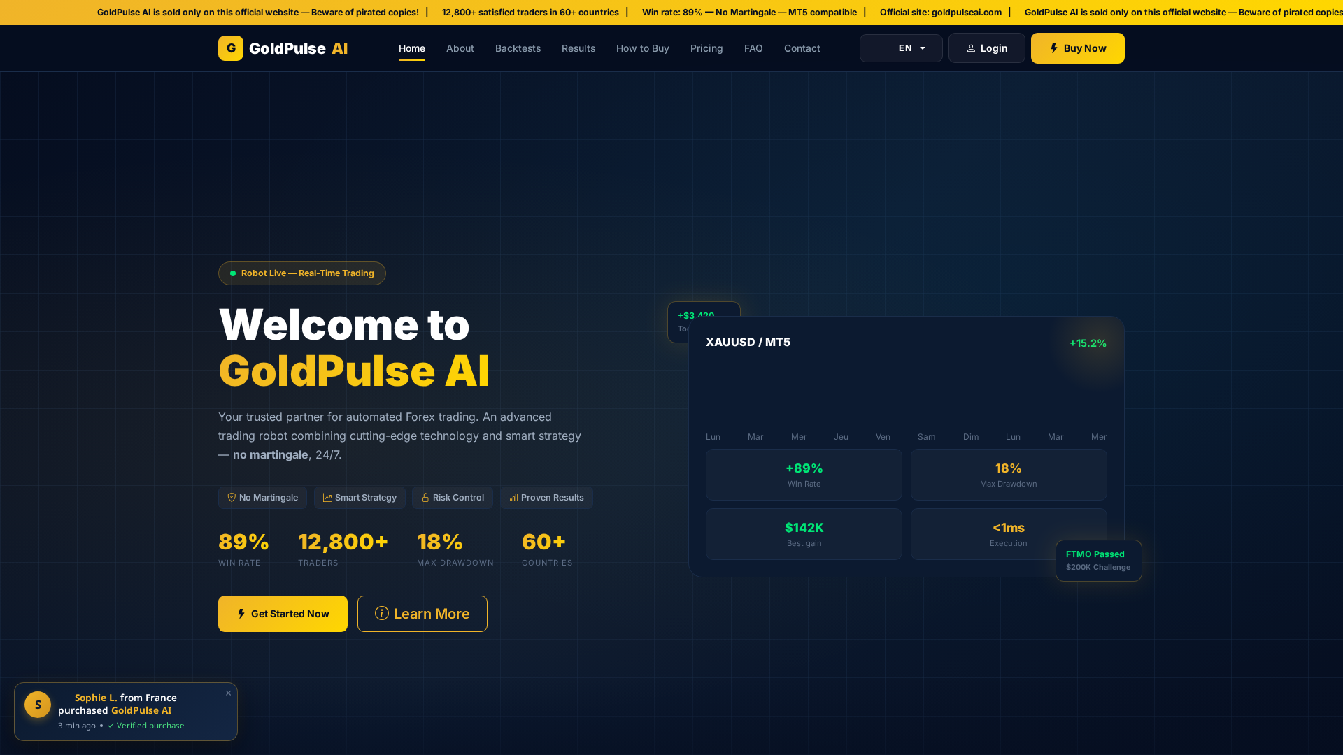 Screenshot of goldpulseai.com