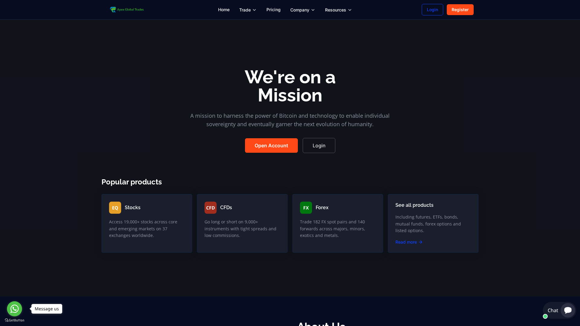 Screenshot of apexhedgemarket.com