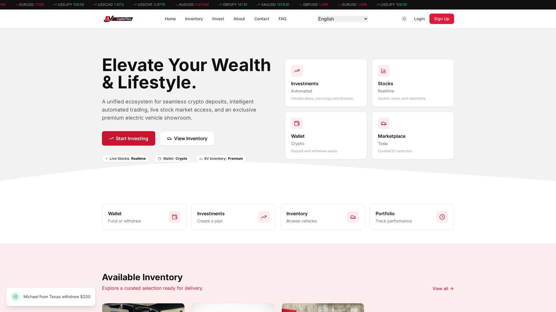 Screenshot of evcapitalflow.com