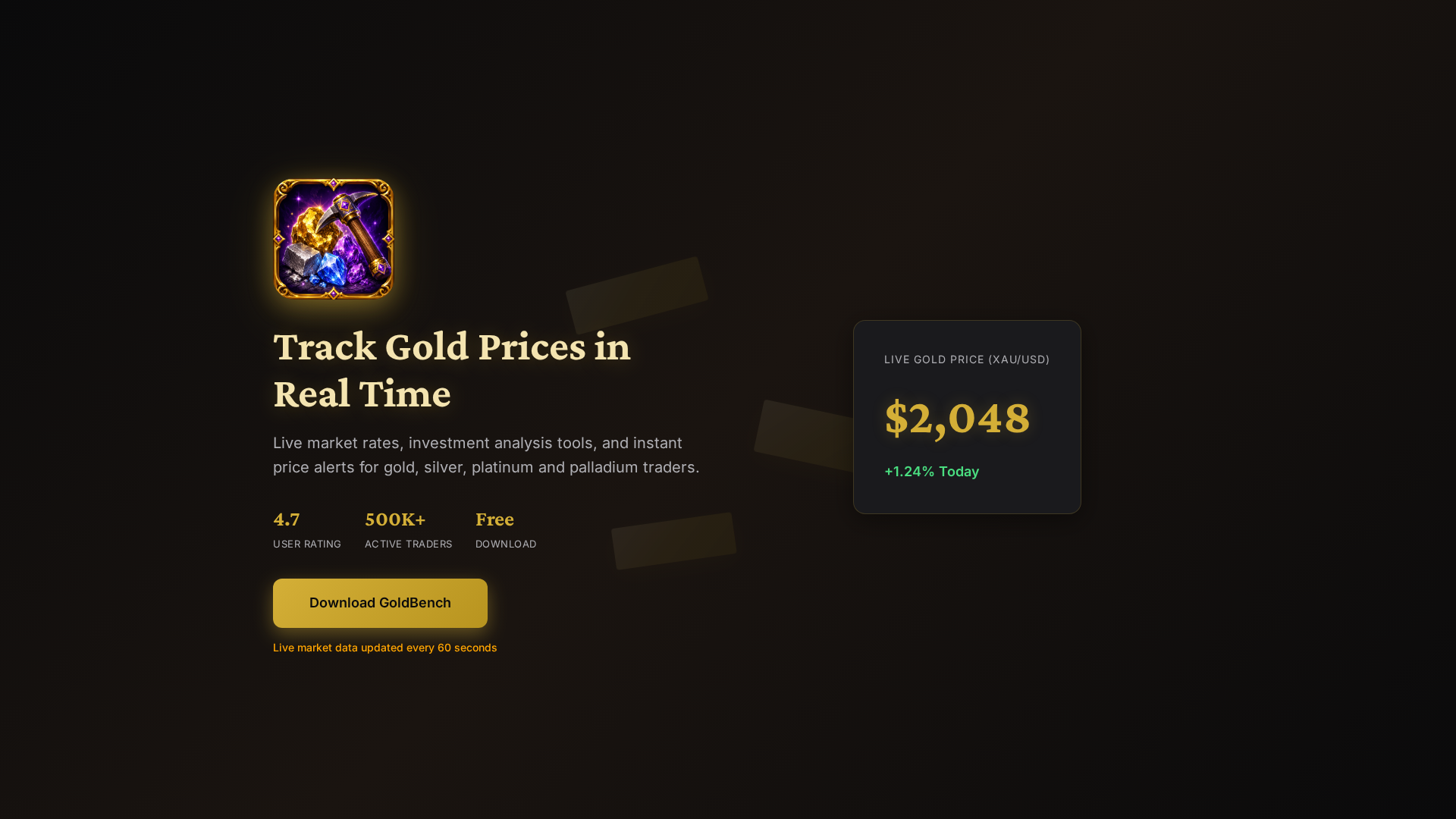 Screenshot of goldbench.app