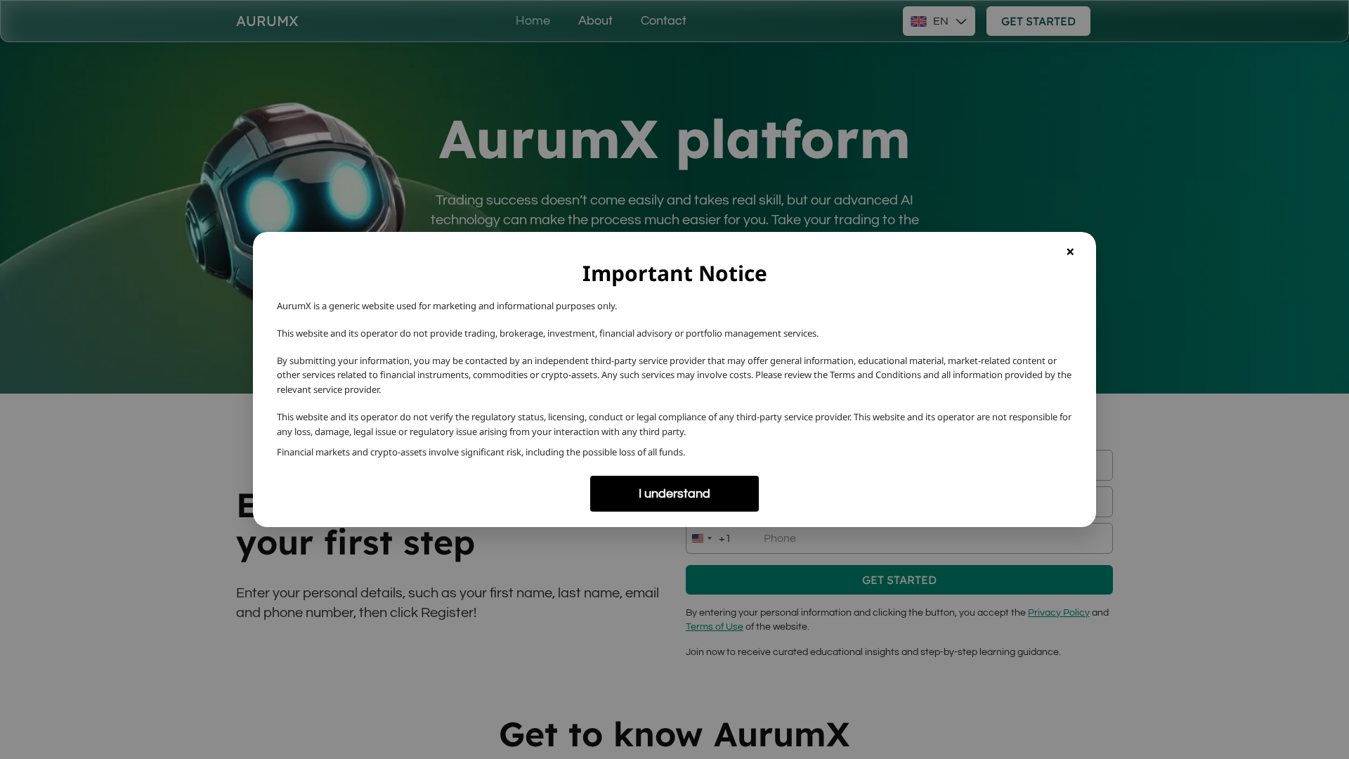 Screenshot of aurumx-ai.live