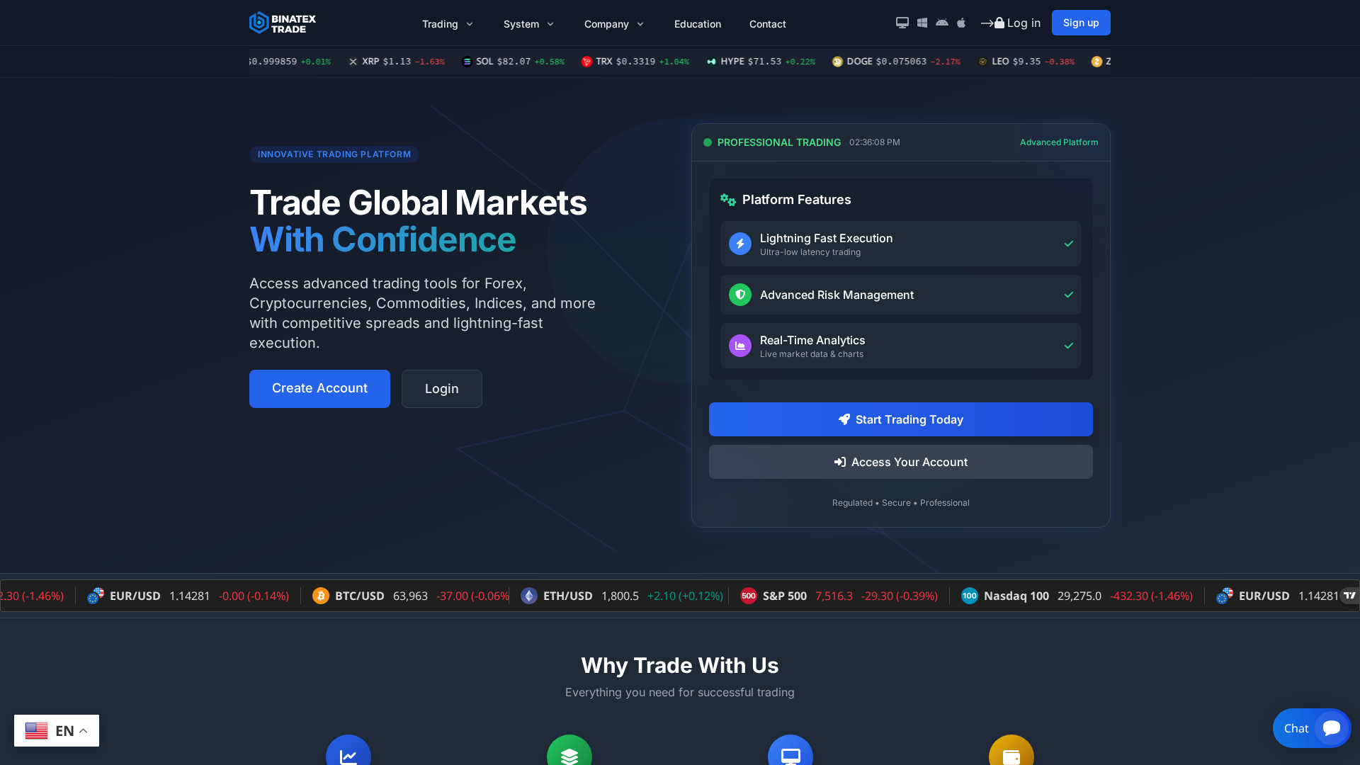 Screenshot of binatextrades.com