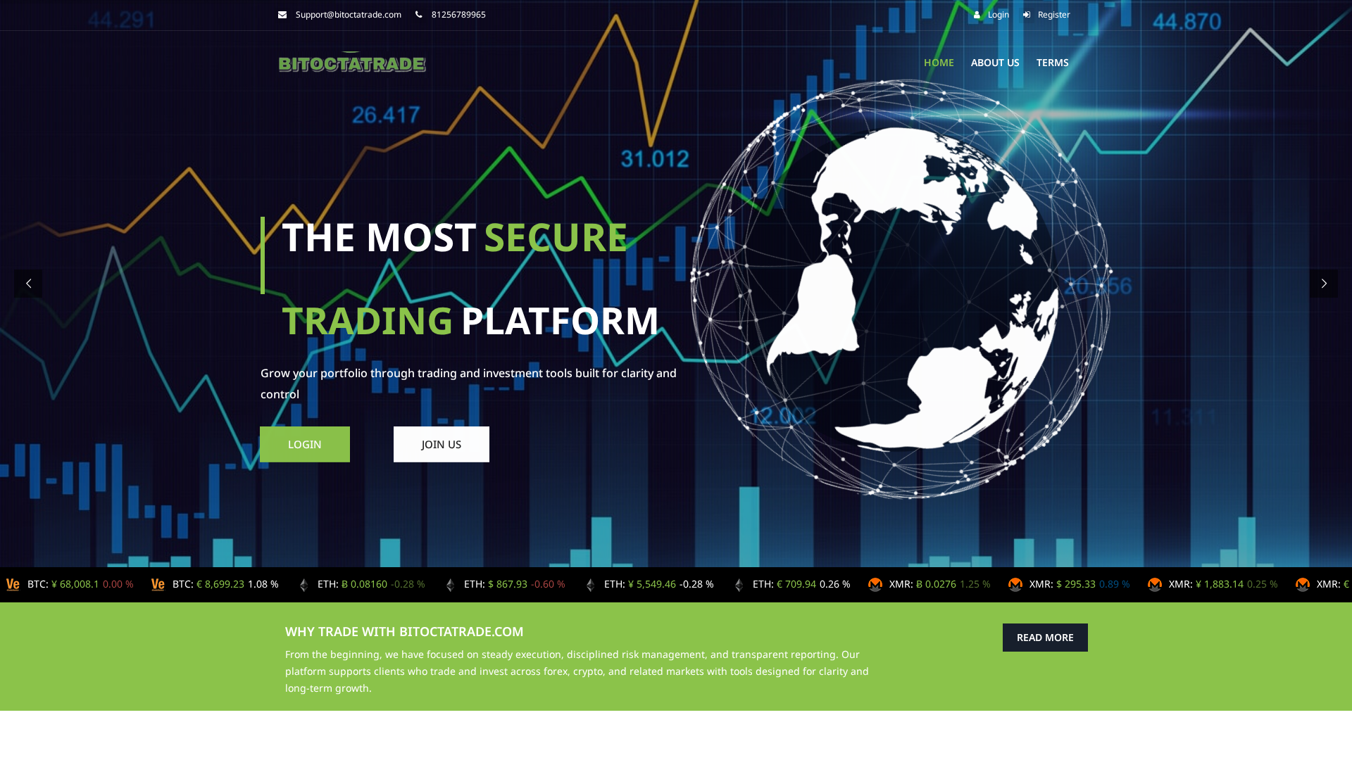 Screenshot of bitoctatrade.net