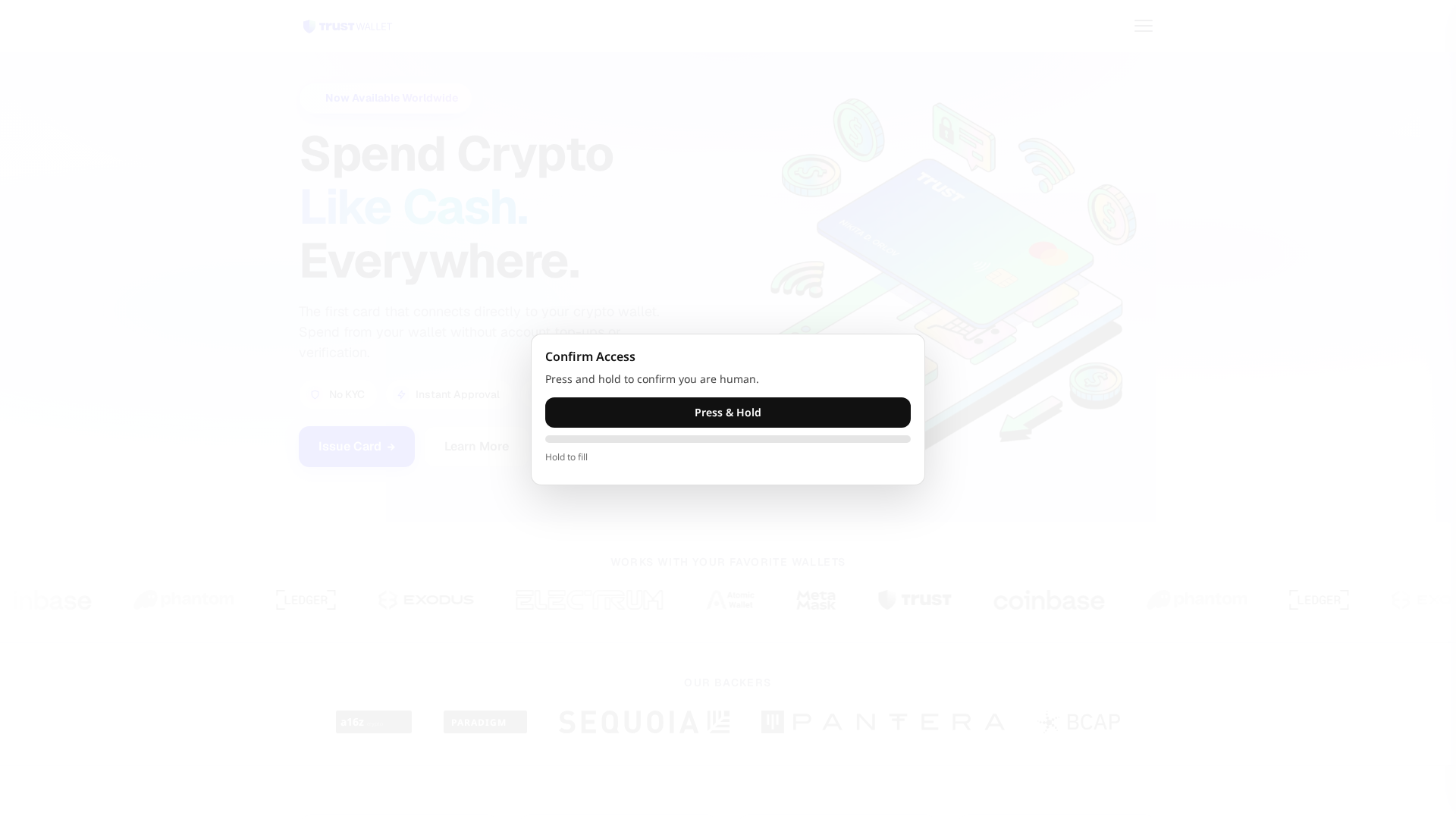Screenshot of trustwalletcard.uk.com