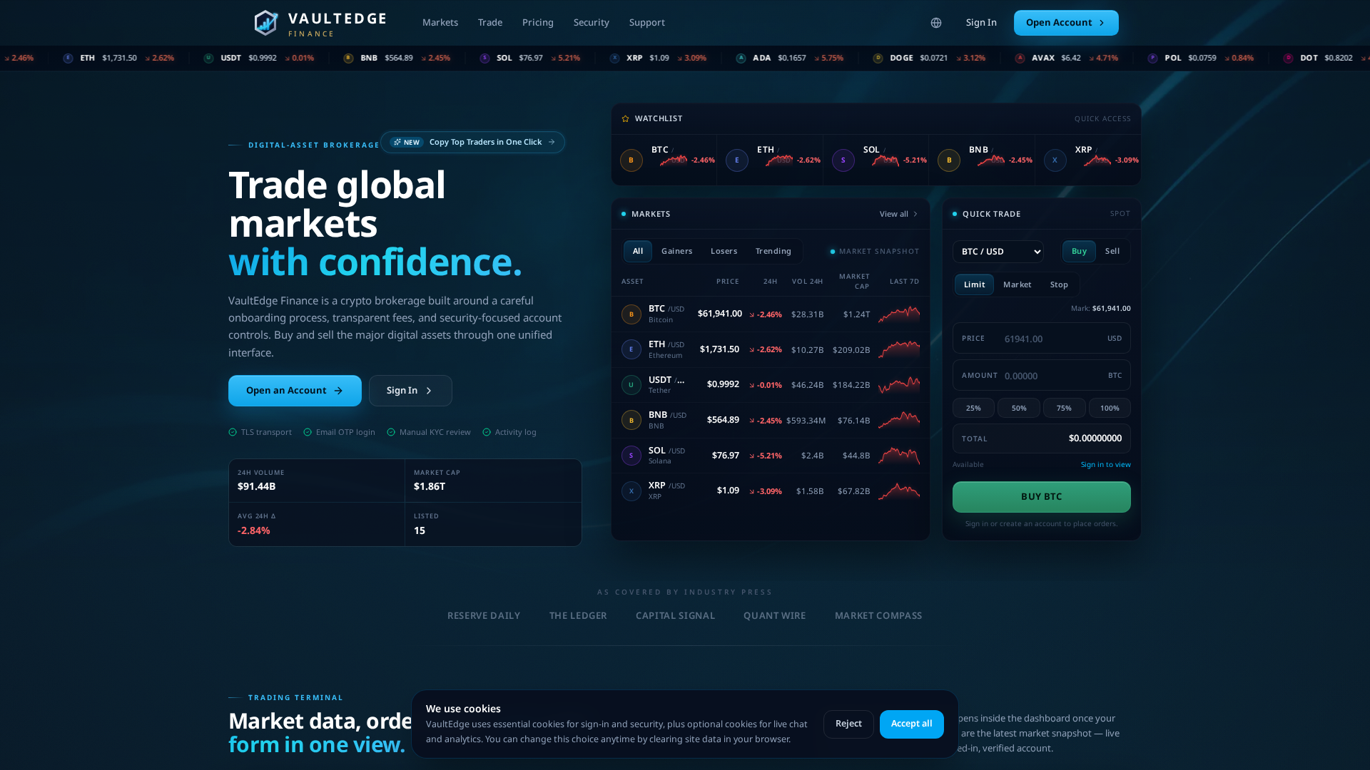 Screenshot of vaultedgefinance.com