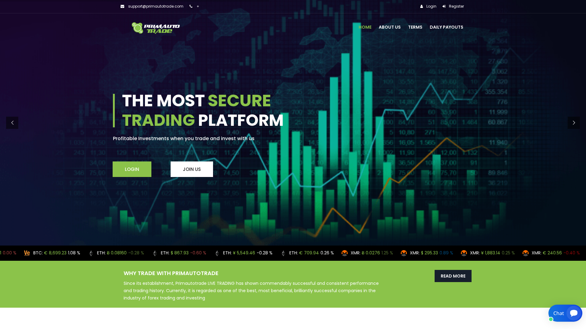 Screenshot of primautotrade.com