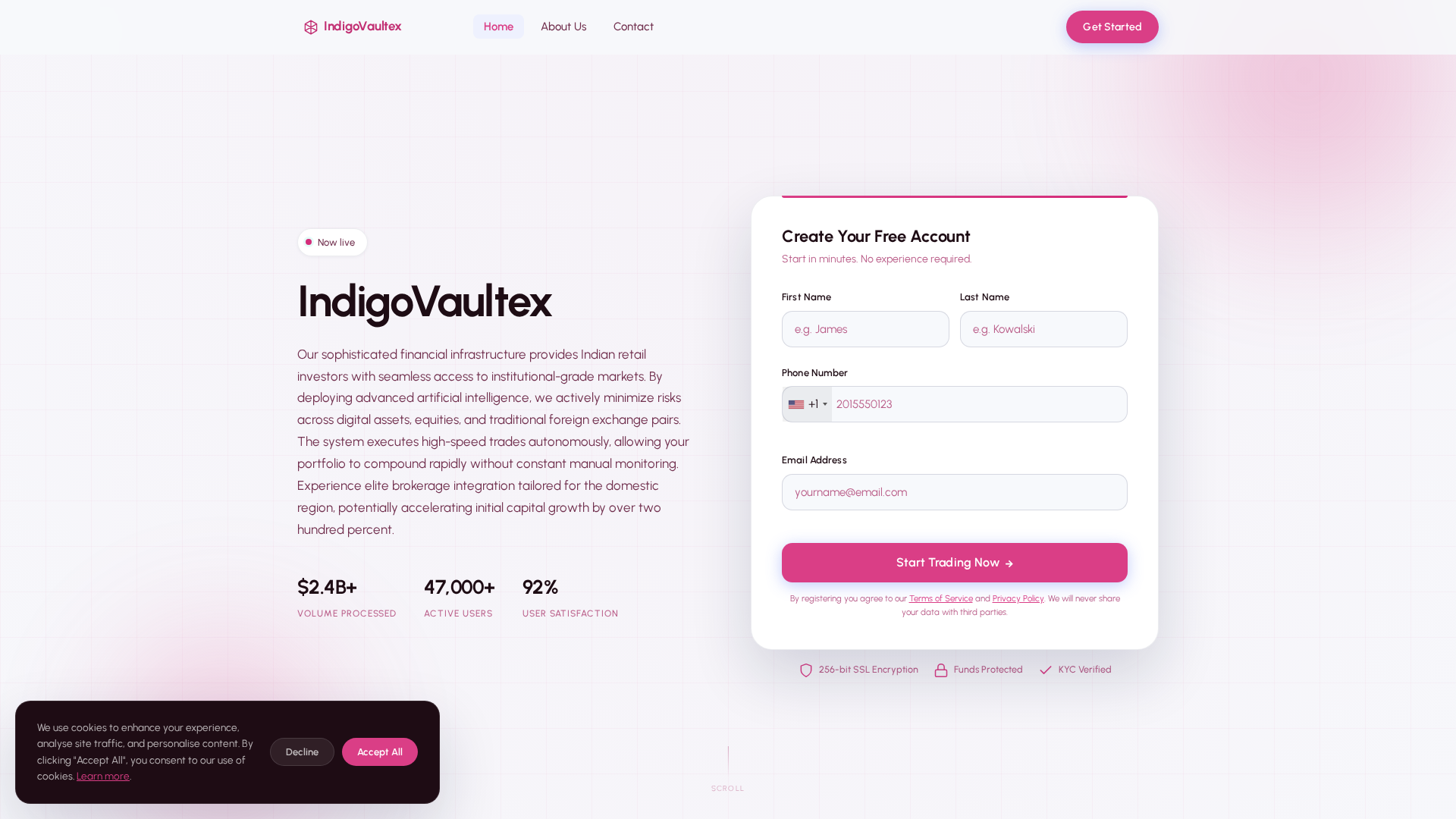 Screenshot of indigovaultex.net