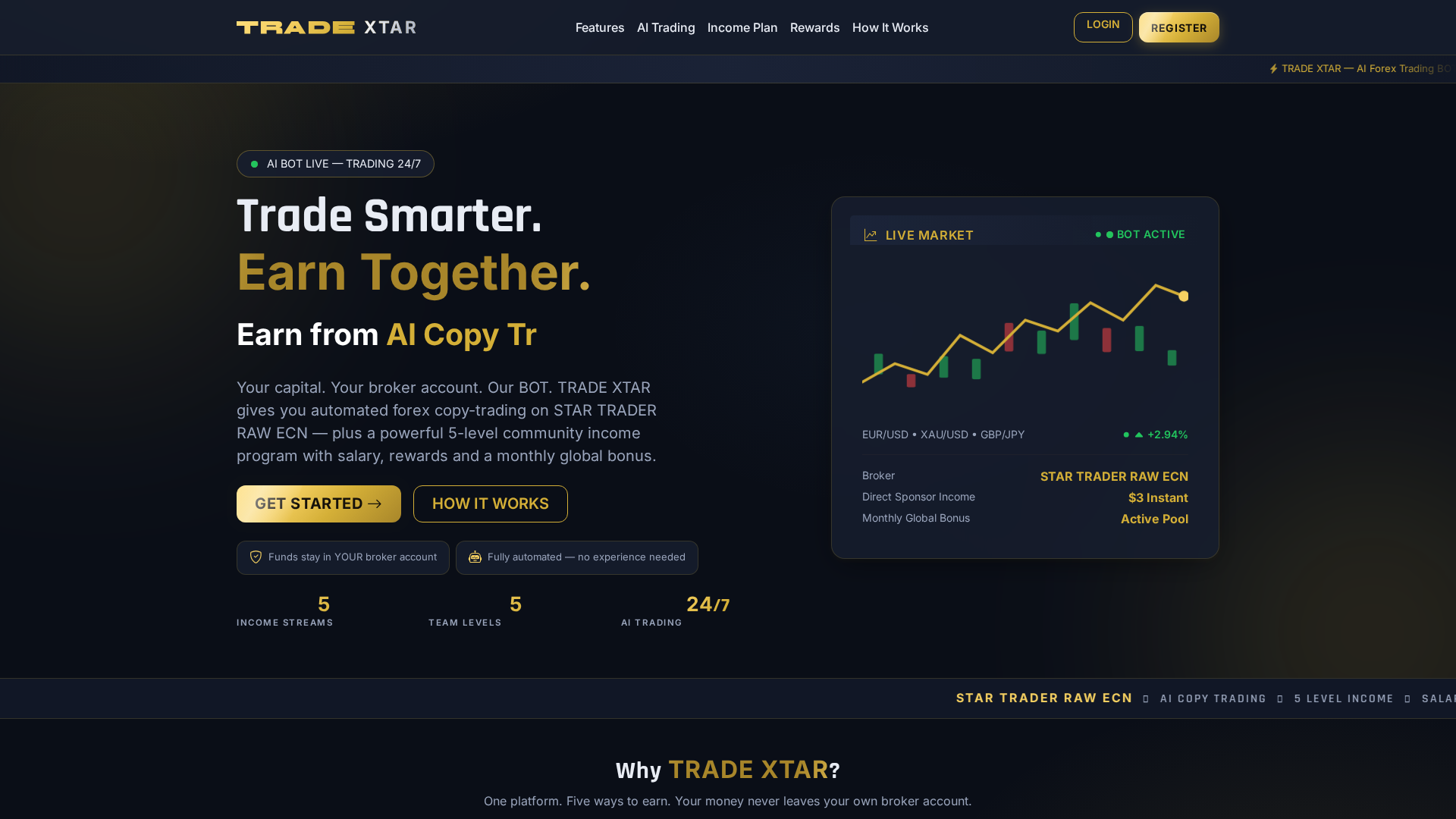 Screenshot of tradextar.live