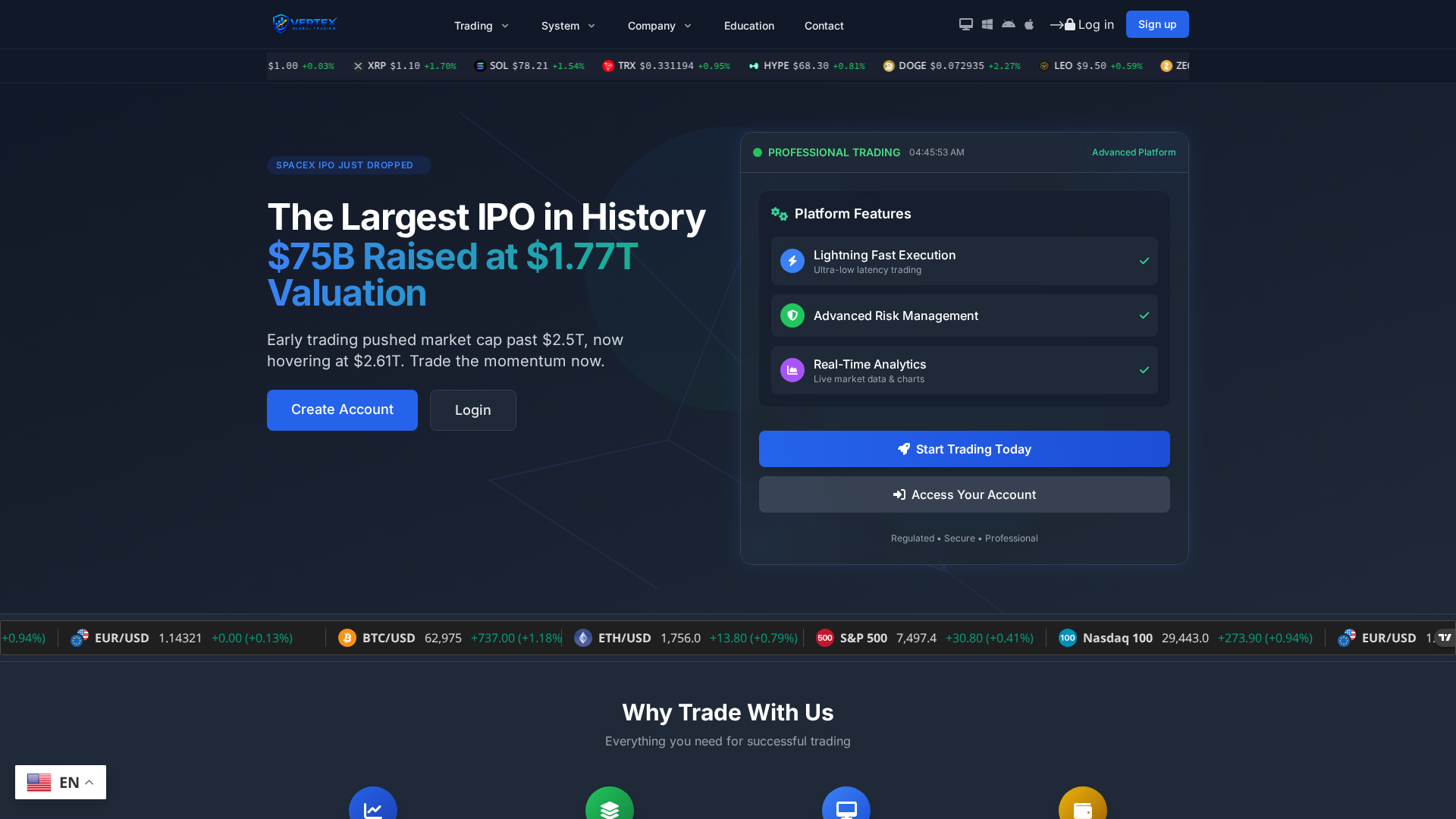 Screenshot of vertexglobaltrading.org