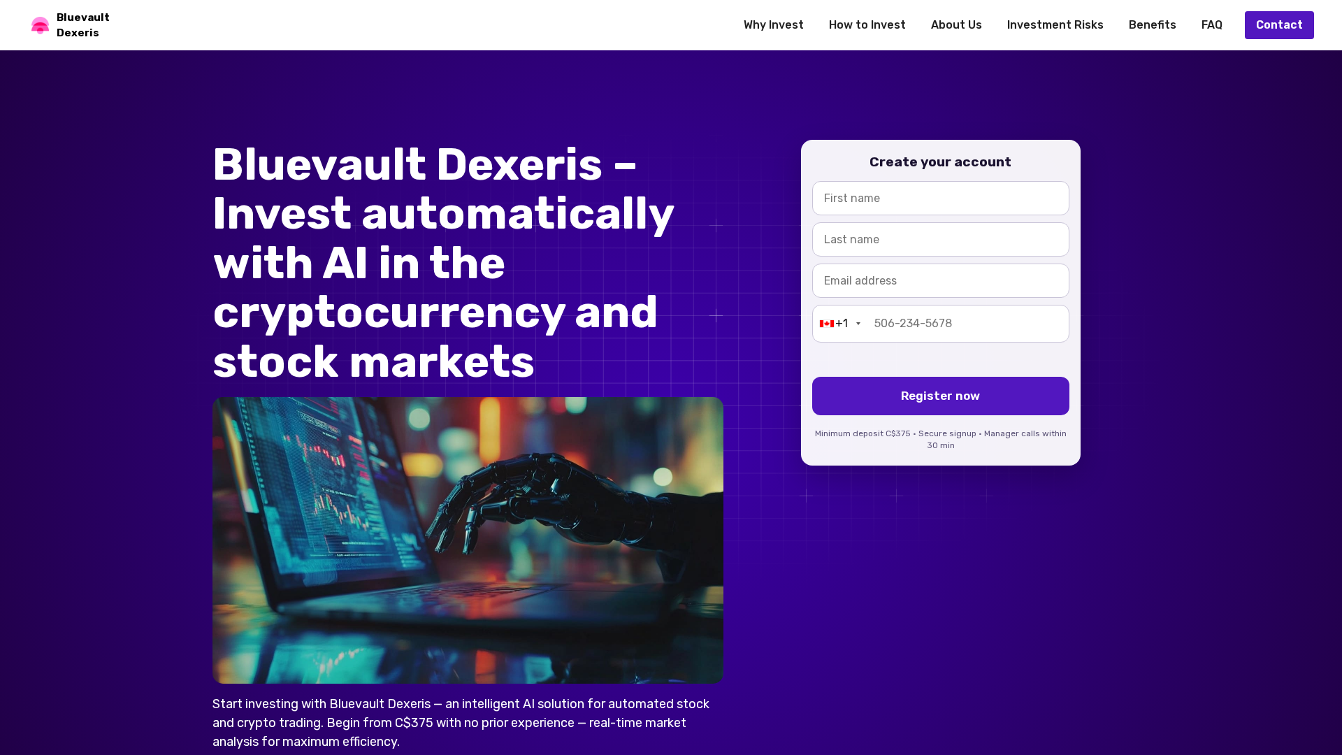 Screenshot of bluevault-dexeris.business
