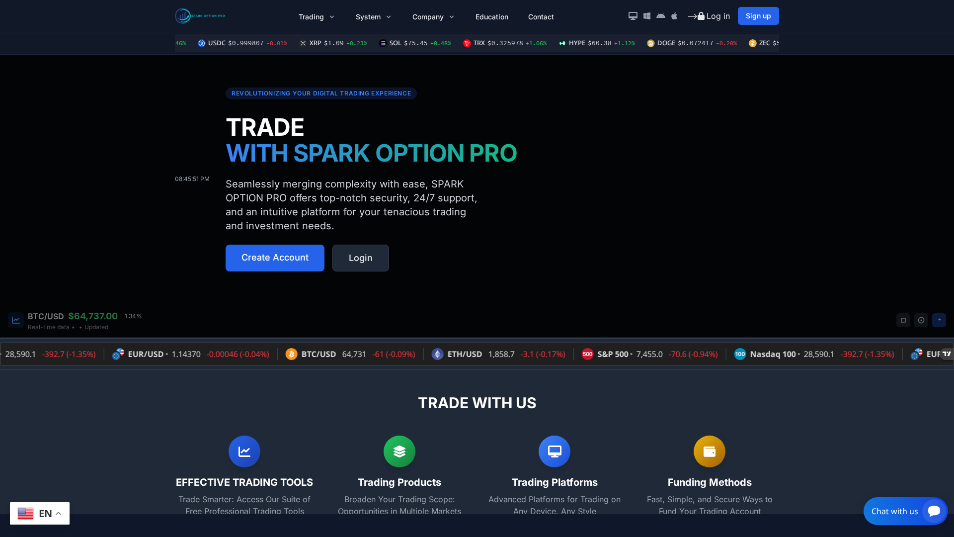 Screenshot of sparkoptionpro.live