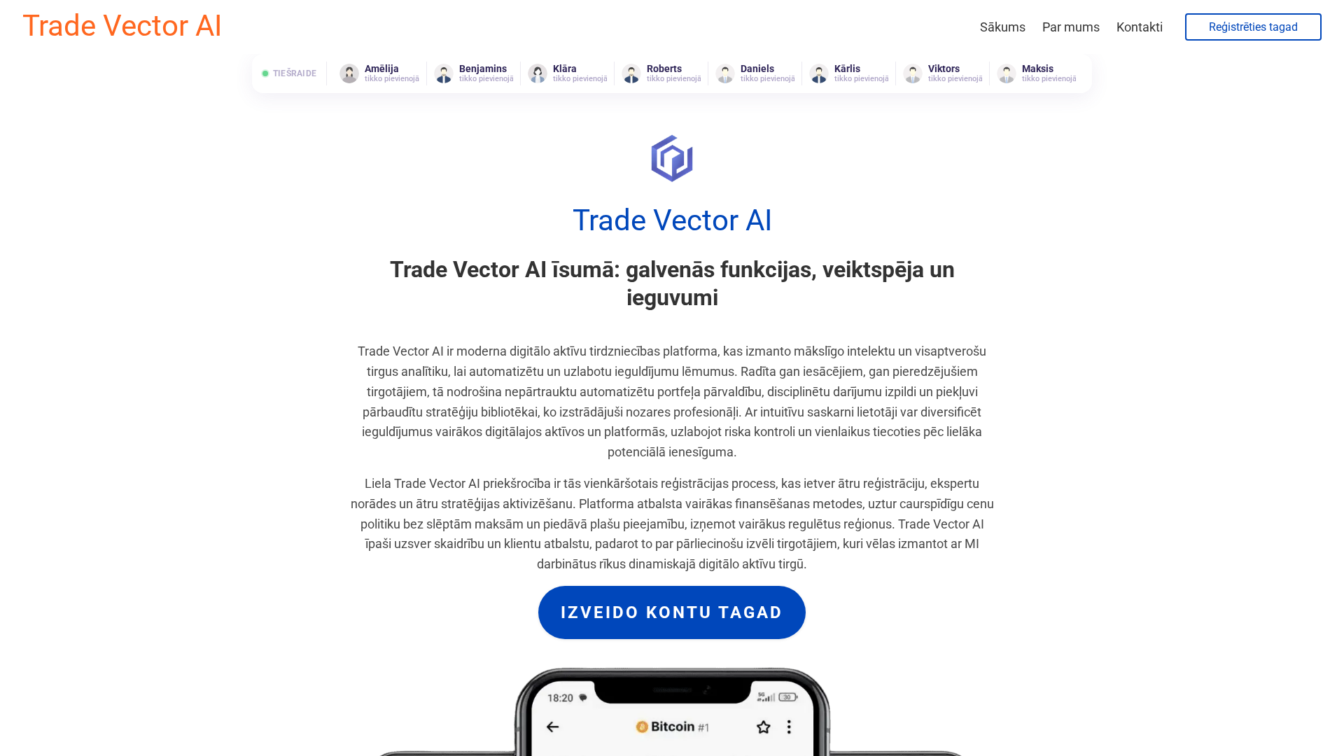 Screenshot of tradevectorai-lv.com