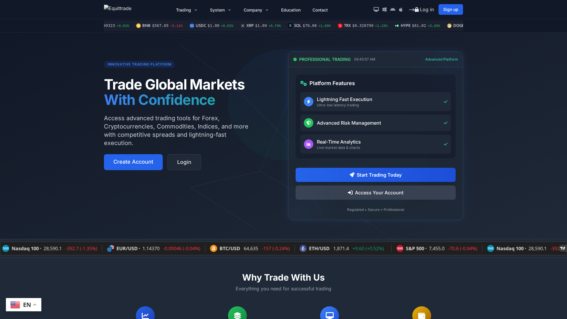 Screenshot of equittrade.com