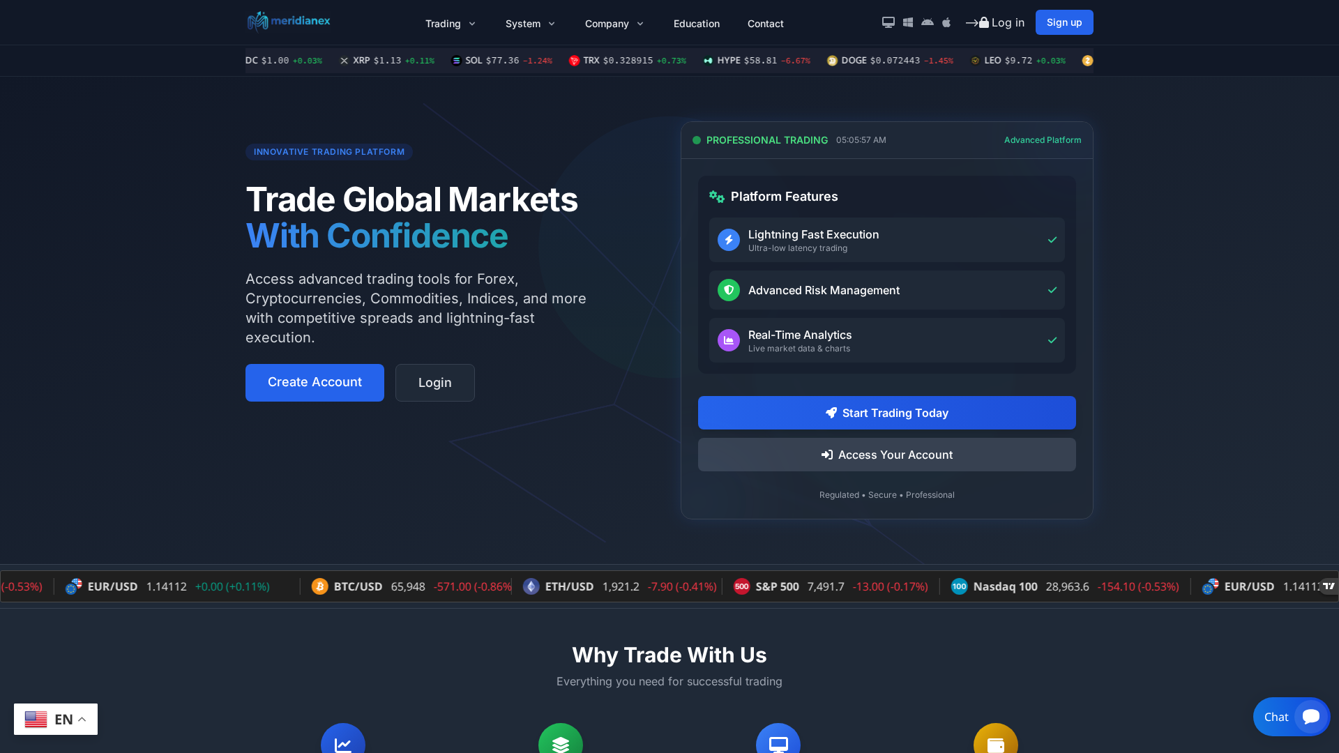 Screenshot of meridianex.io