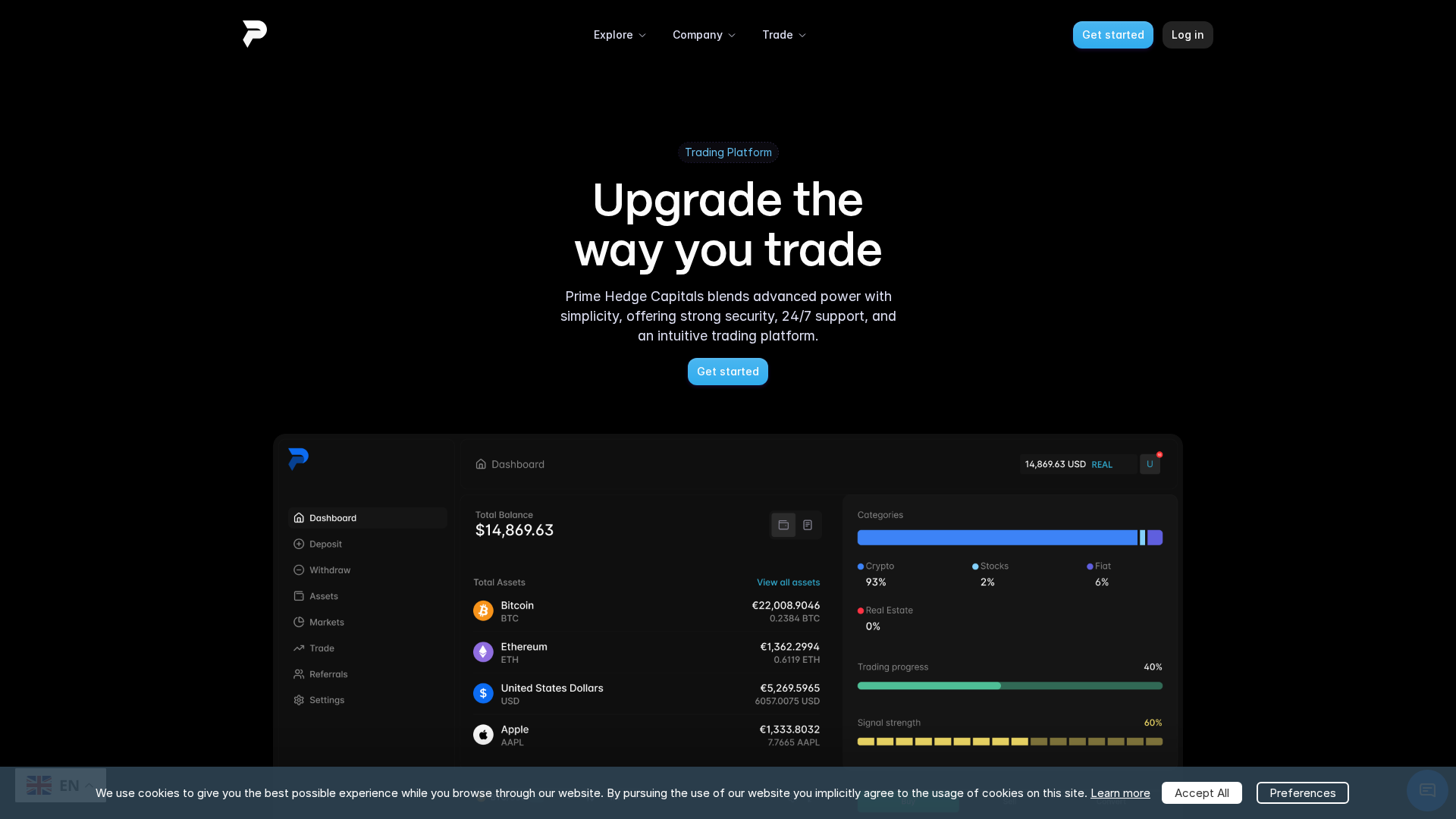 Screenshot of primehedgecapitals.com