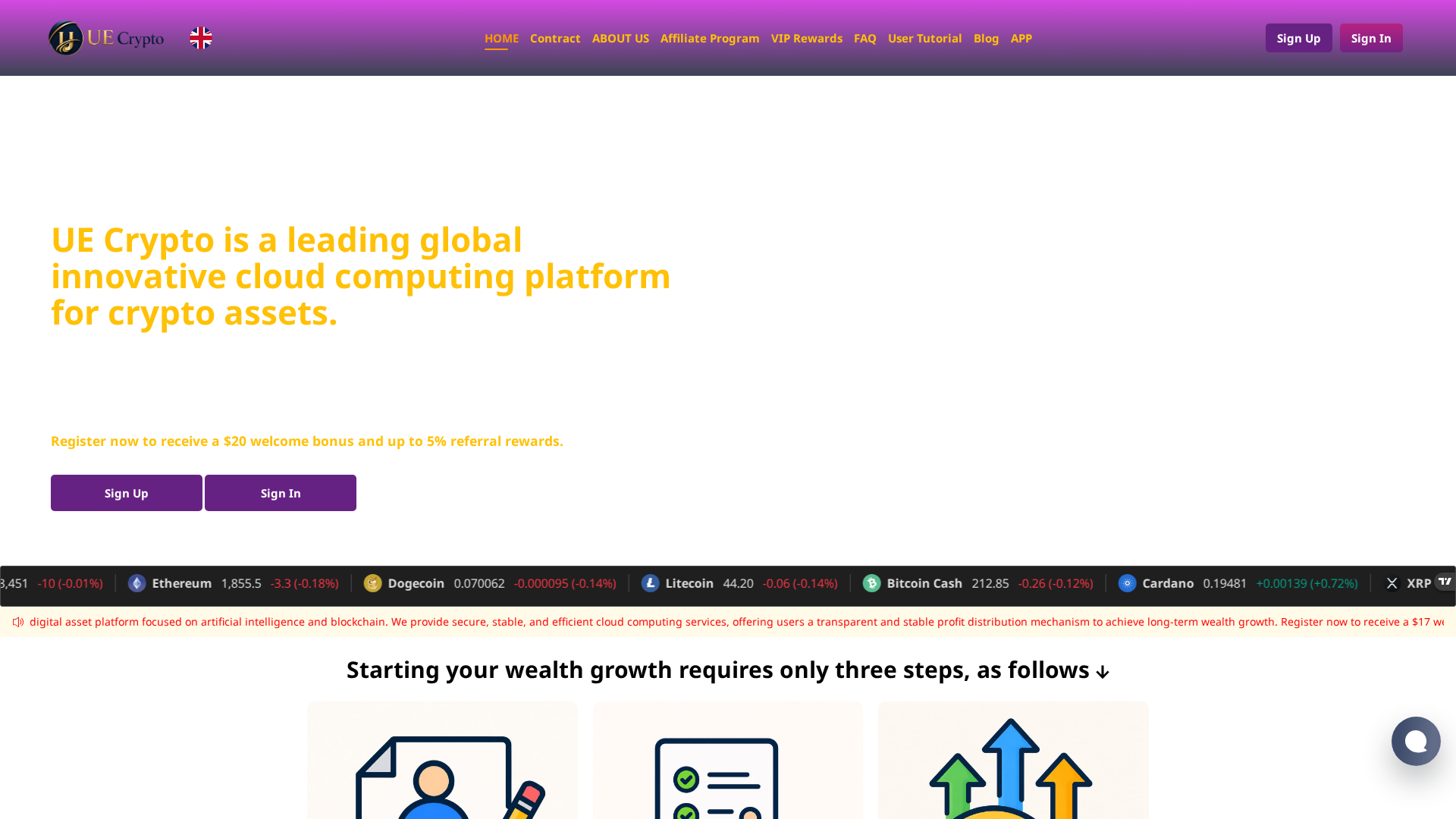 Screenshot of uecrypto.org