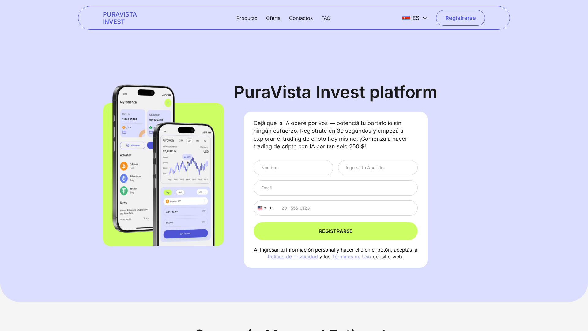 Screenshot of puravistainvest.com
