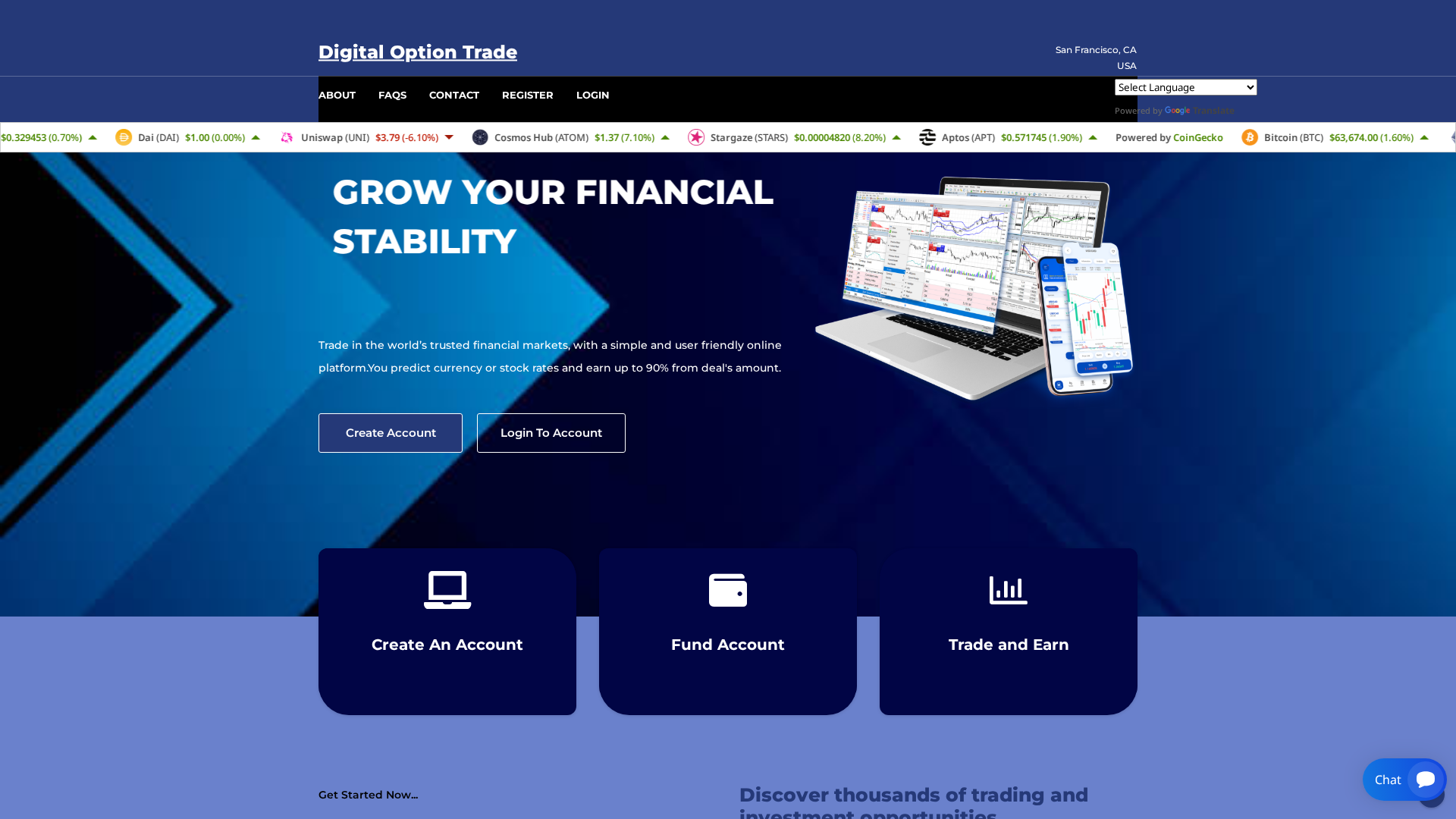 Screenshot of digitaloptiontrade.org