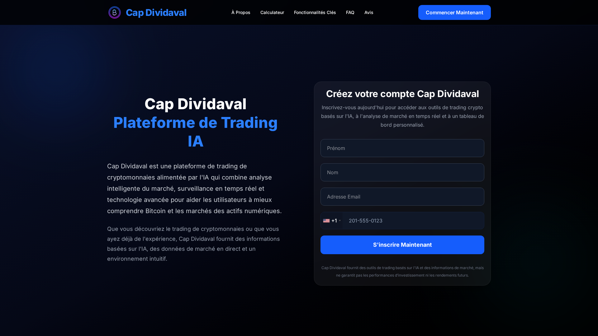 Screenshot of cap-dividaval.info