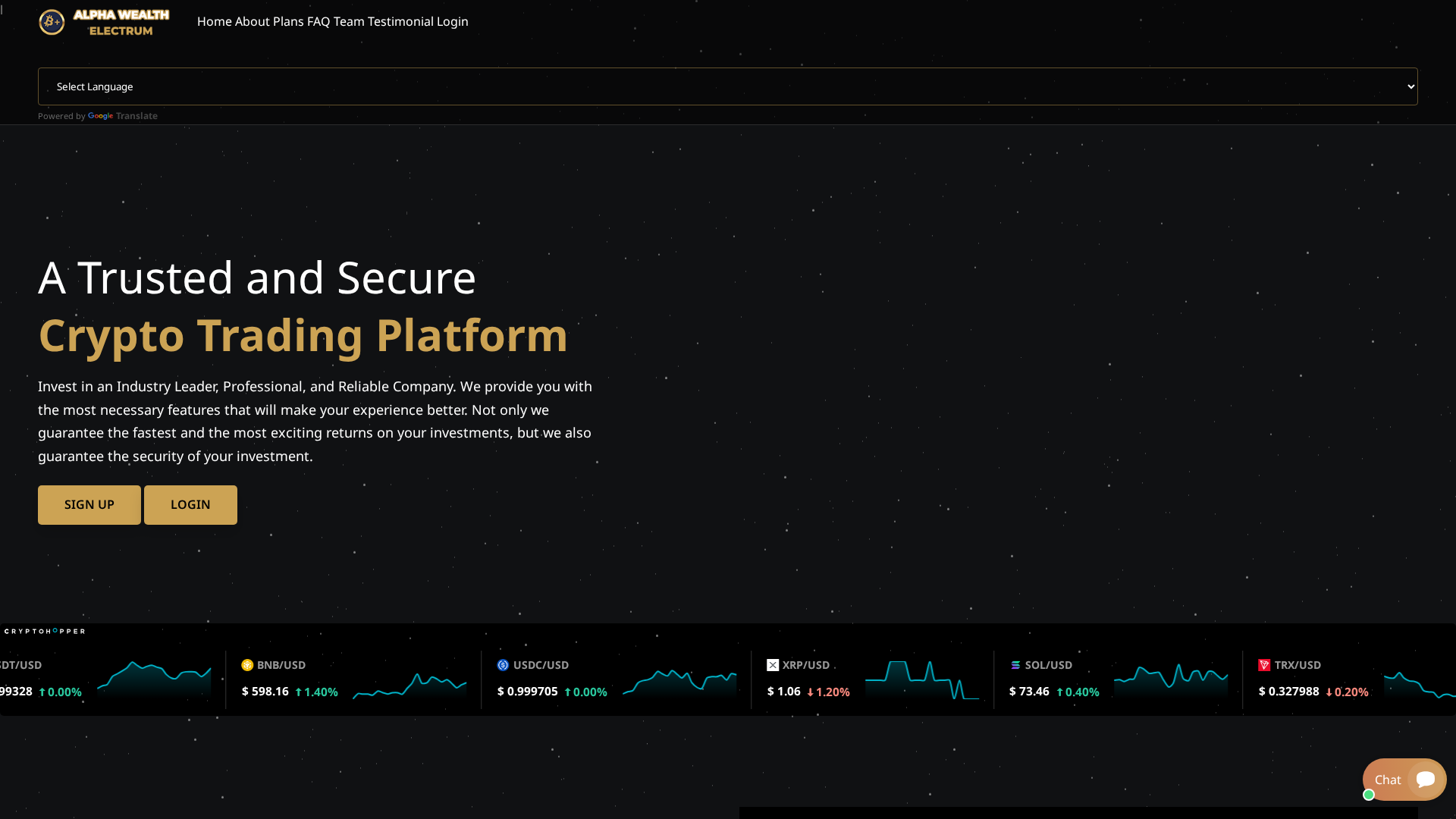 Screenshot of alphawealthelectrum.com