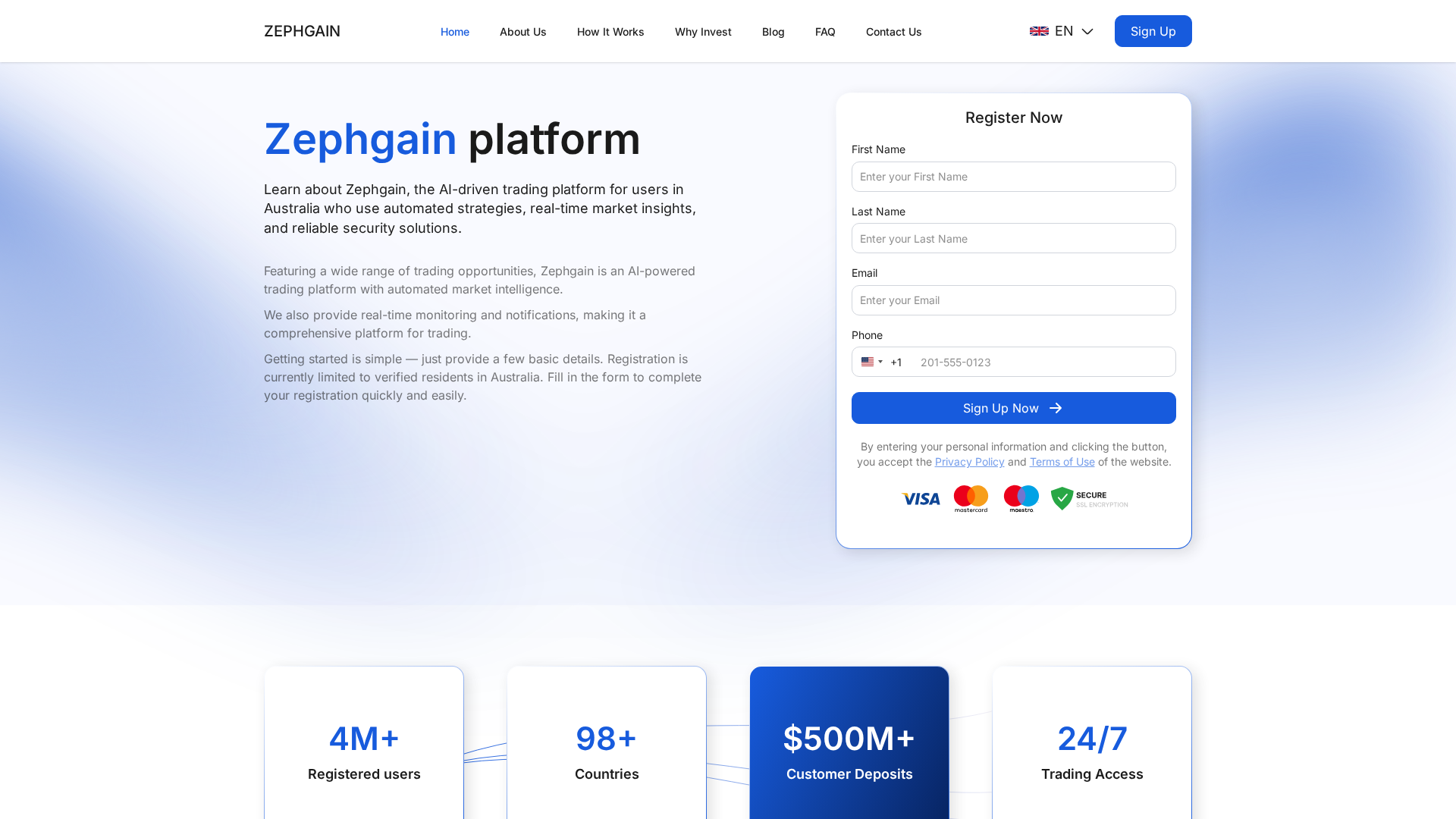 Screenshot of zephgain.com