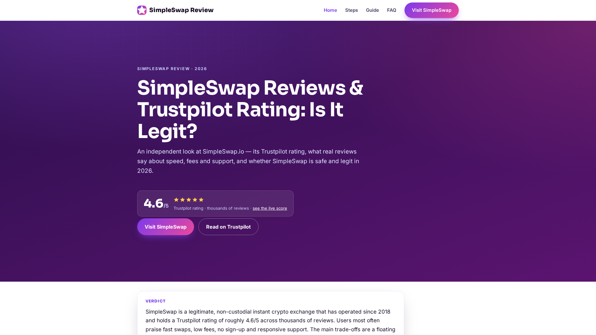 Screenshot of simpleswaptrustpilotreviews.com