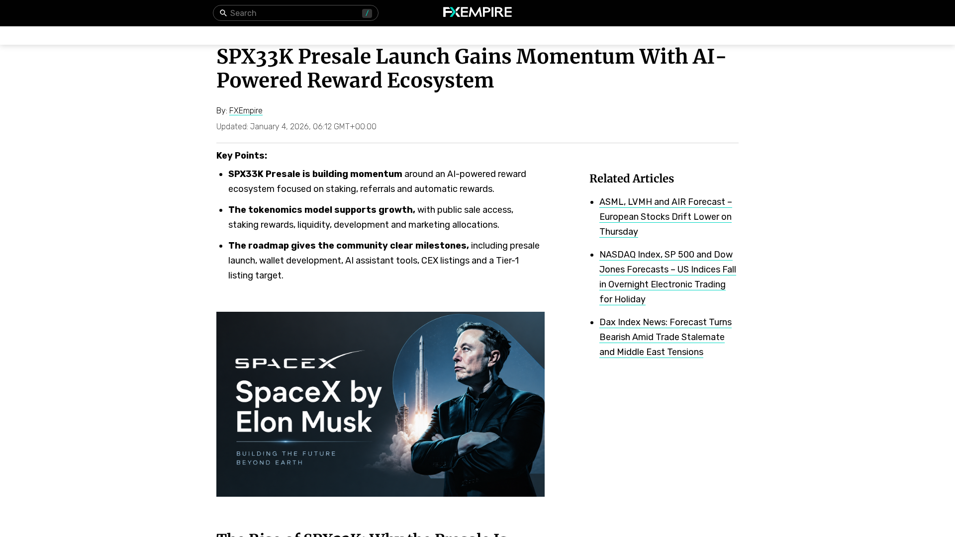 Screenshot of spx33k-fxempire.com
