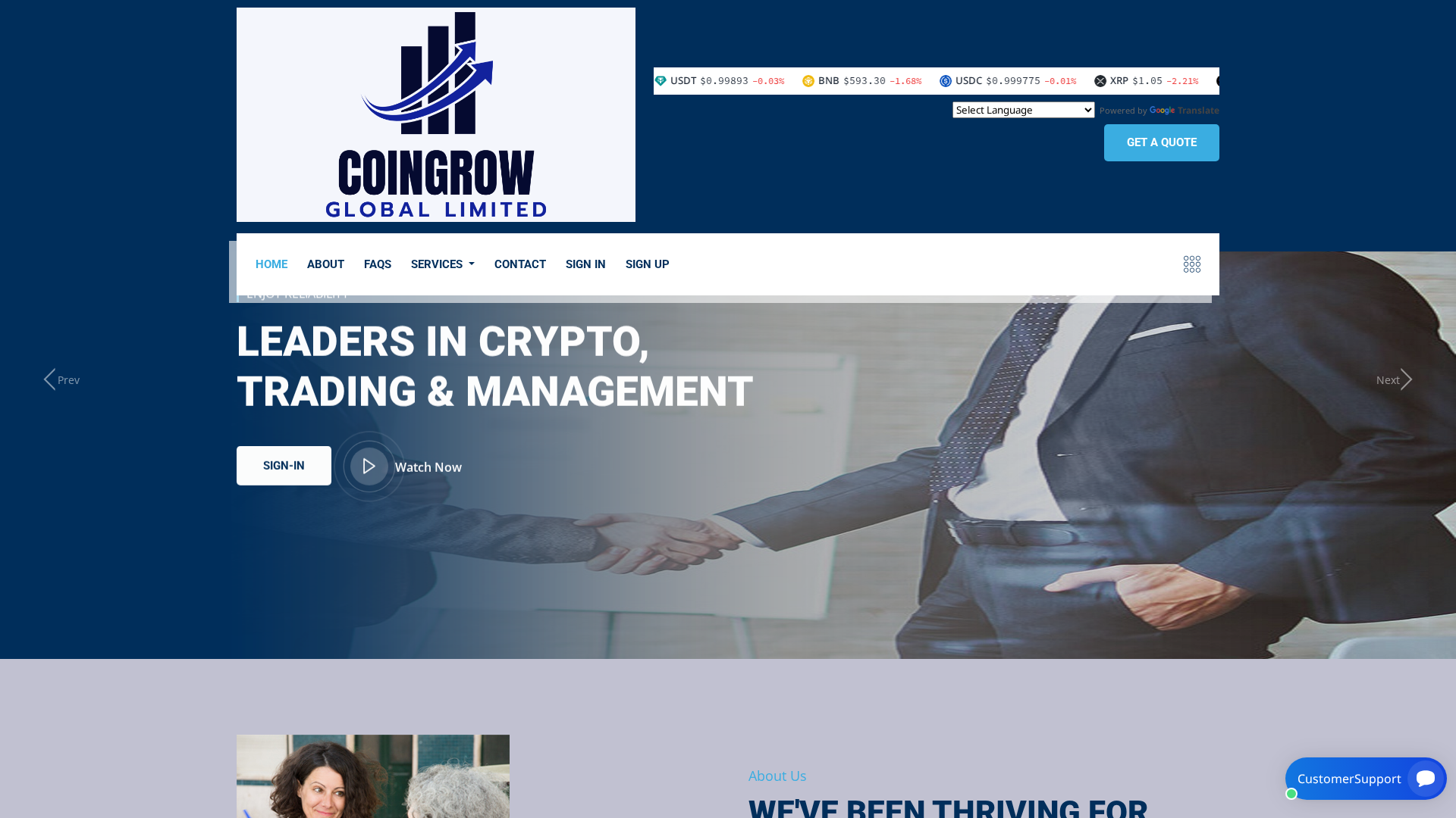 Screenshot of coingrowglobal.com